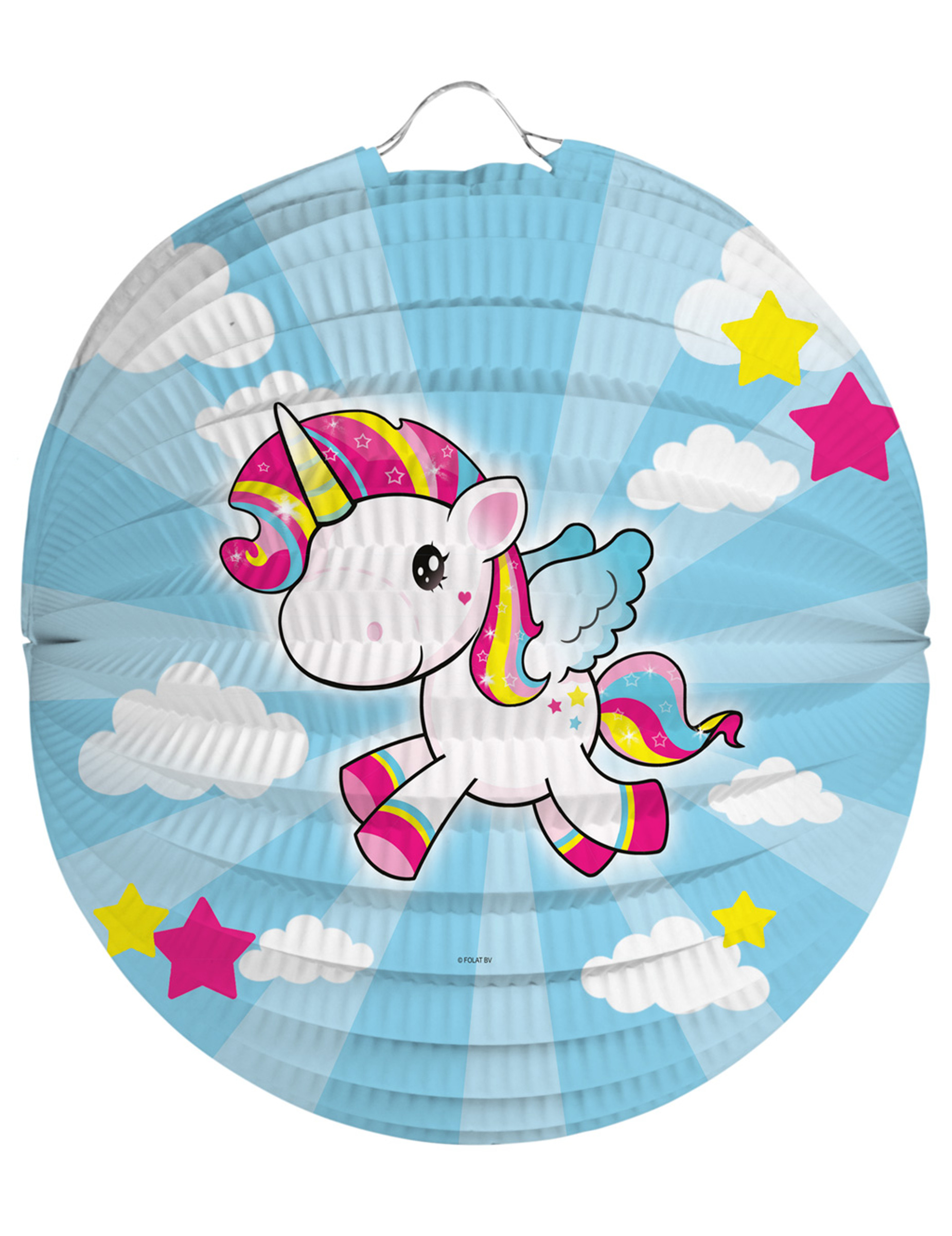 Lanterne en papier Licorne bleue 22 cm