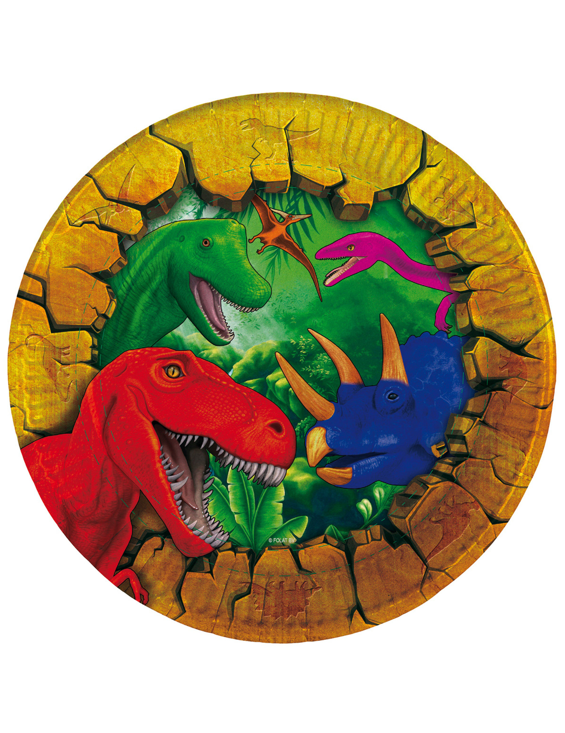 6 Petites assiettes en carton Dinosaures 18 cm