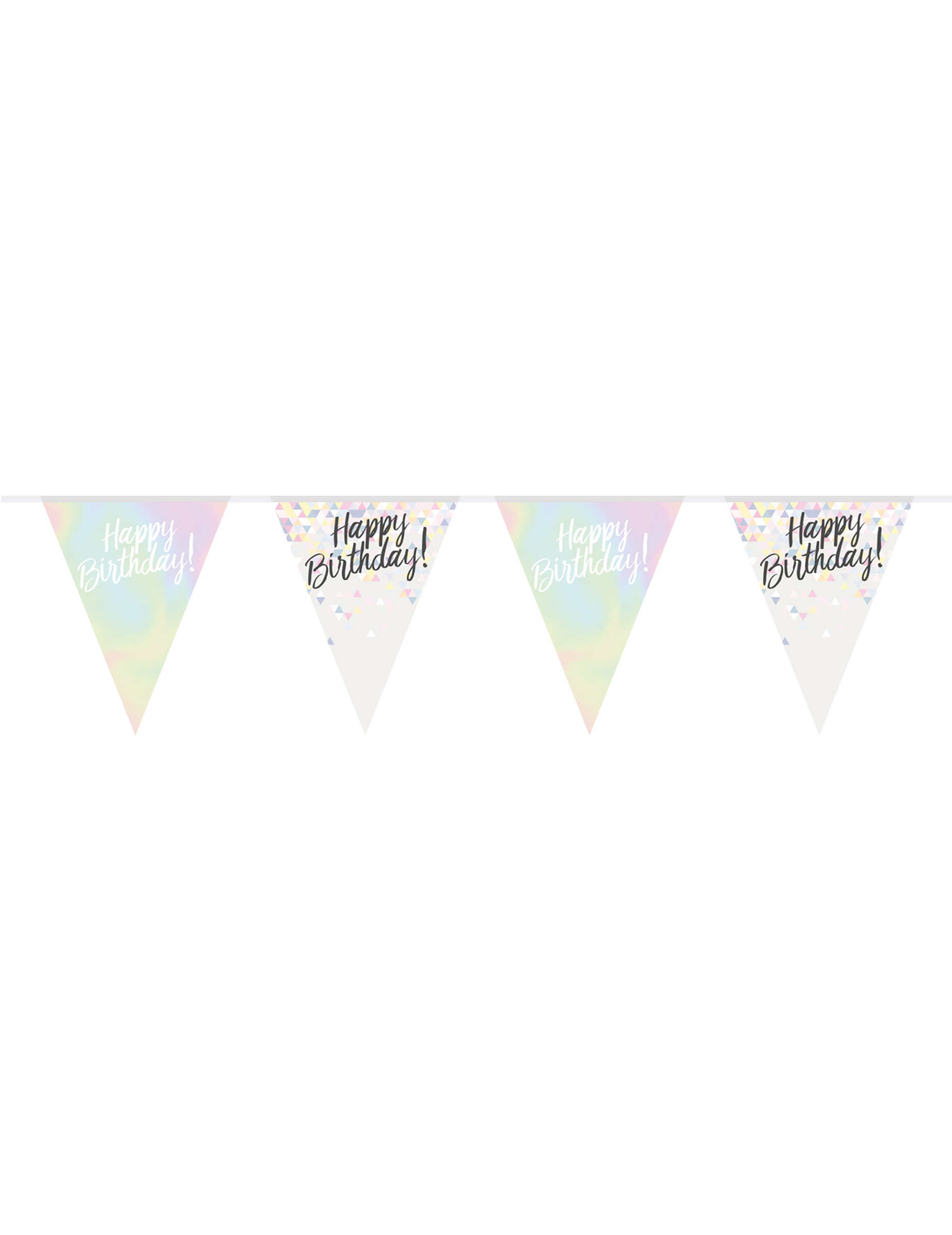 Guirlande fanions en plastique Happy Birthday irisée 4 m