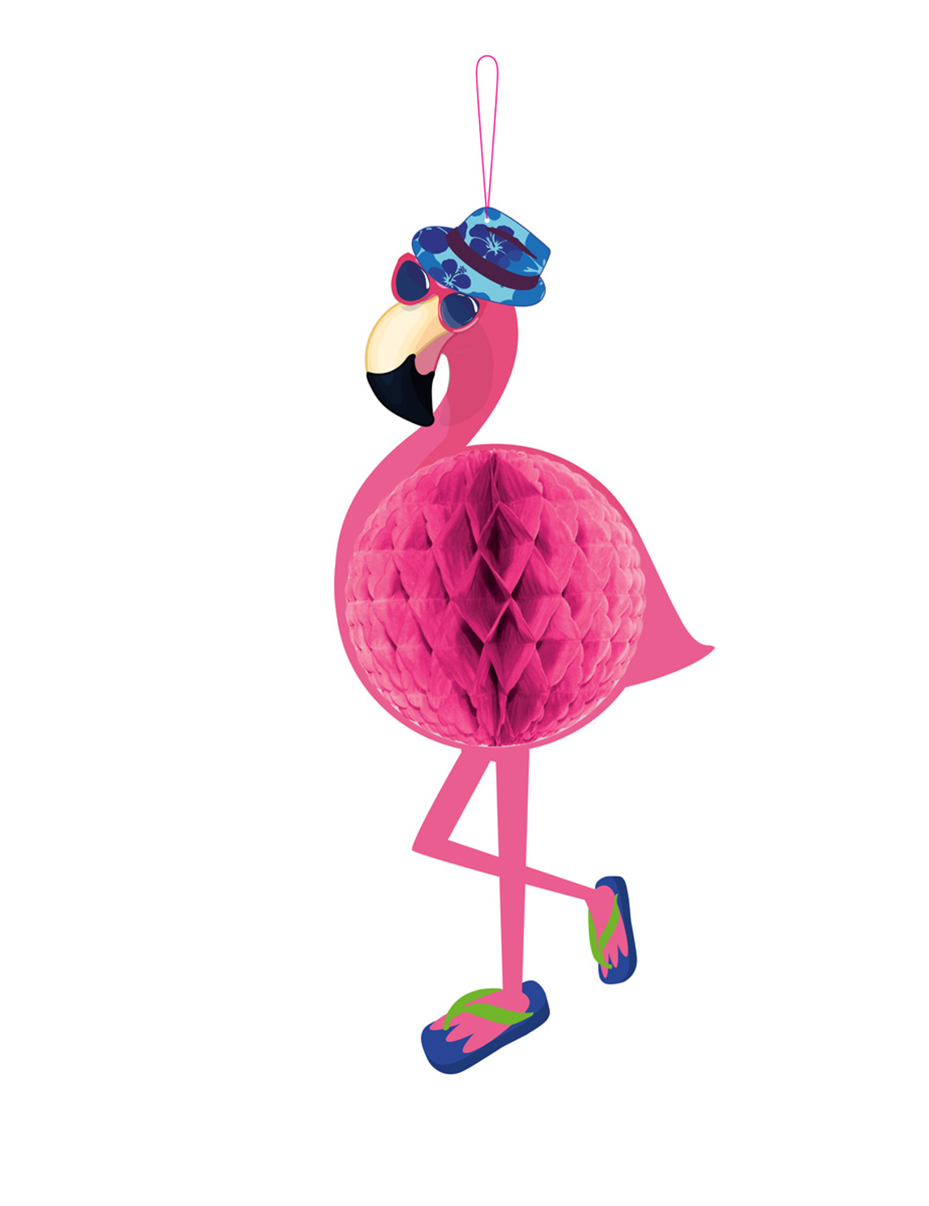 Décoration en papier alvéolé Flamant rose 23 x 52 cm