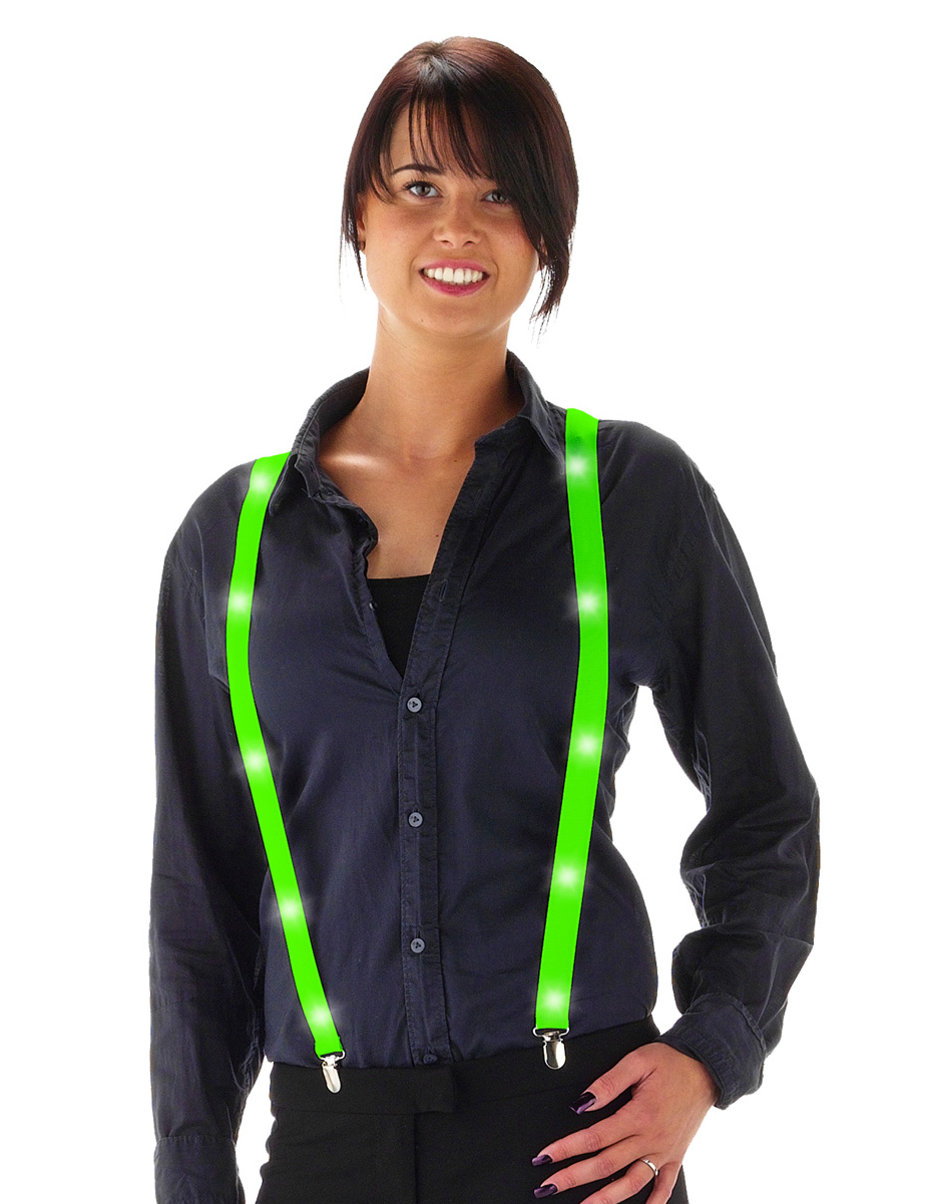 Bretelles LED vert fluo adulte