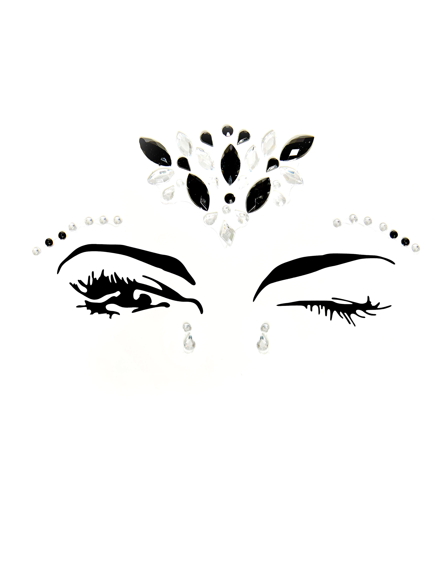 Bijoux pour visage adhésifs noirs et blancs adulte