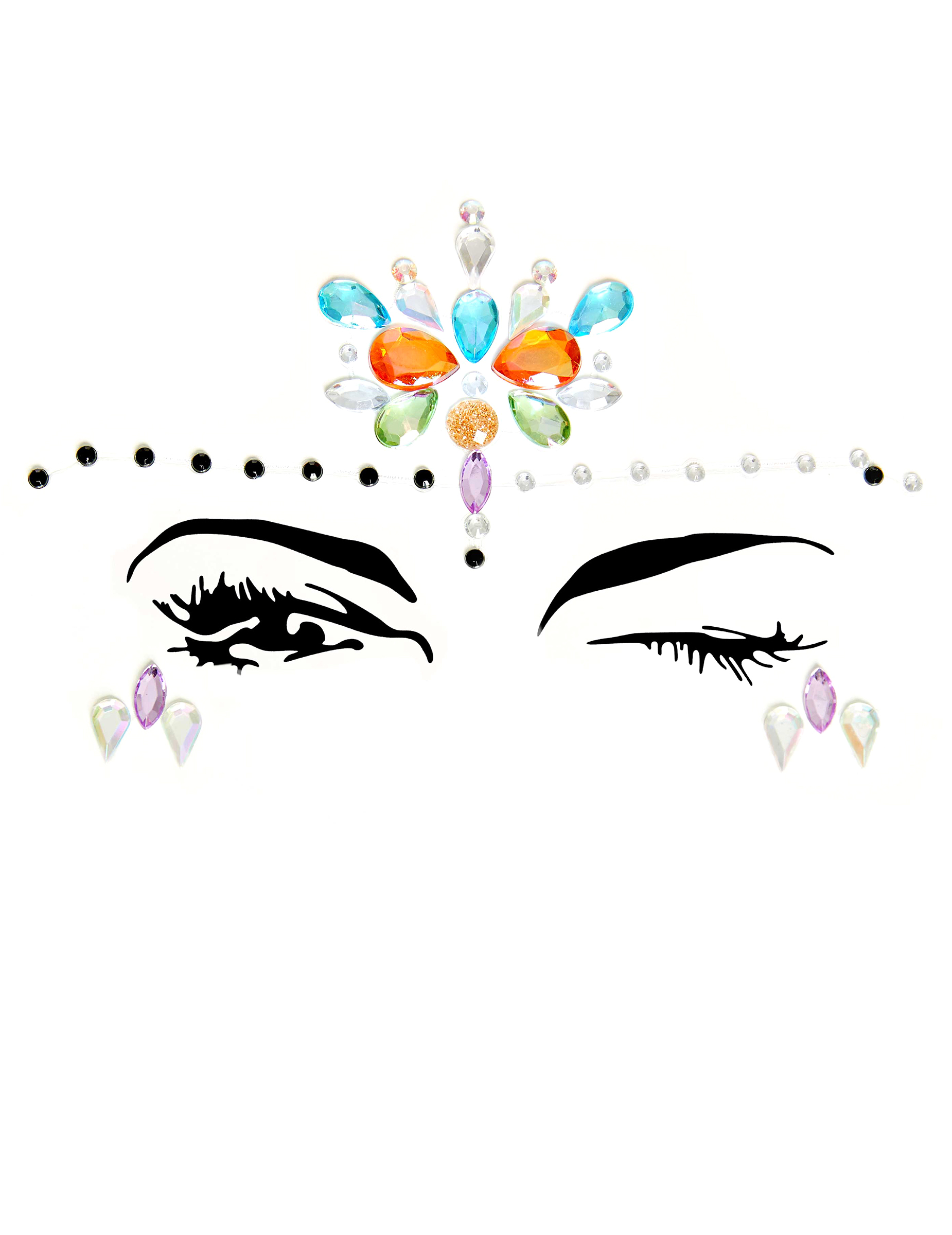 Bijoux pour visage adhésifs multicolore adulte