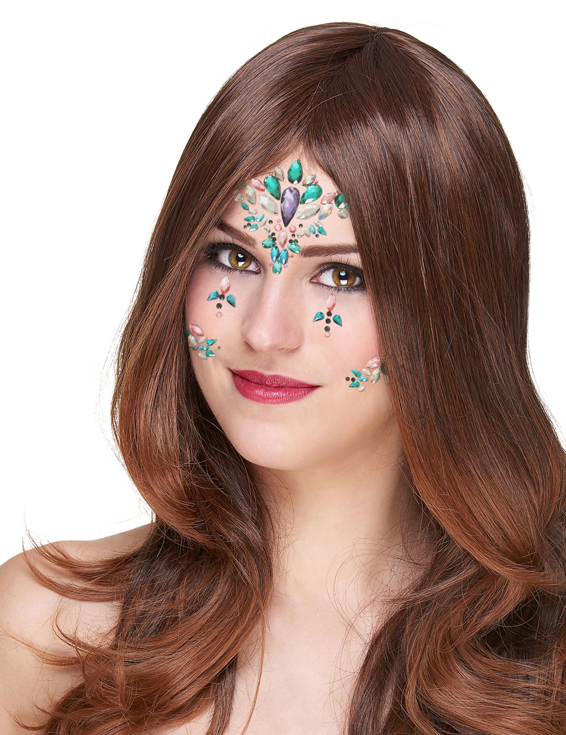 Bijoux pour visage adhésifs reine multicolore adulte