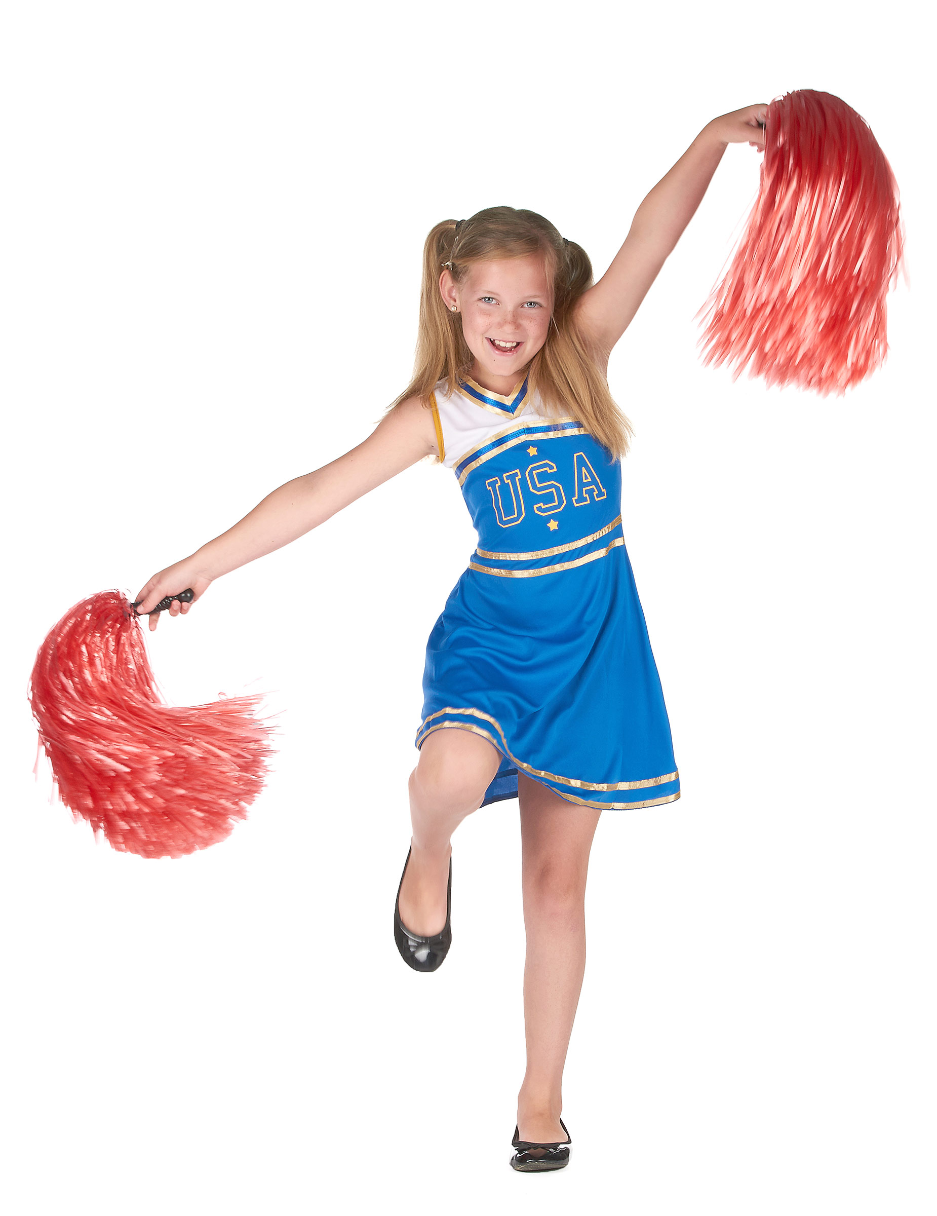 Déguisement pompom girl bleue fille