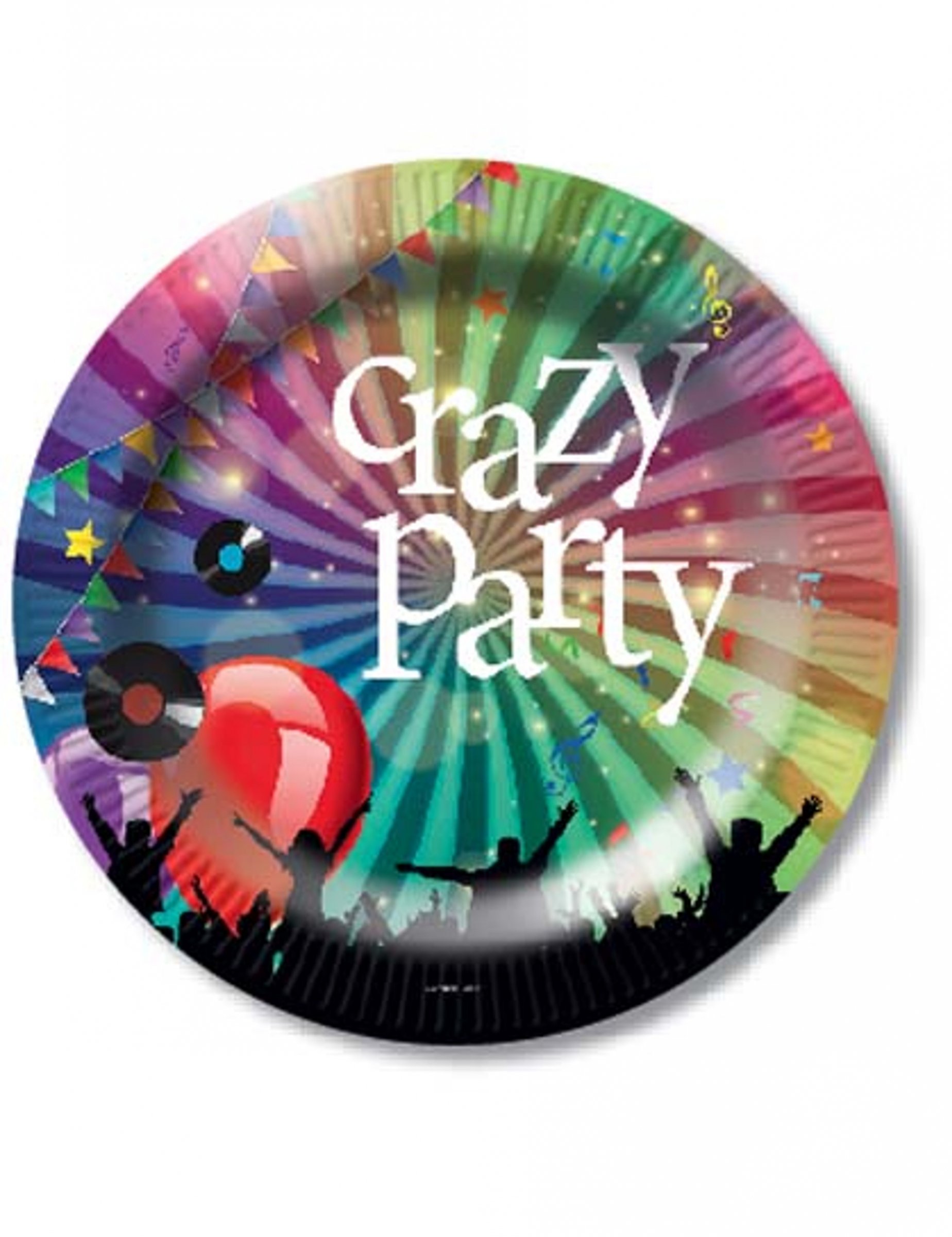 6 Assiettes en carton Crazy Party 23 cm