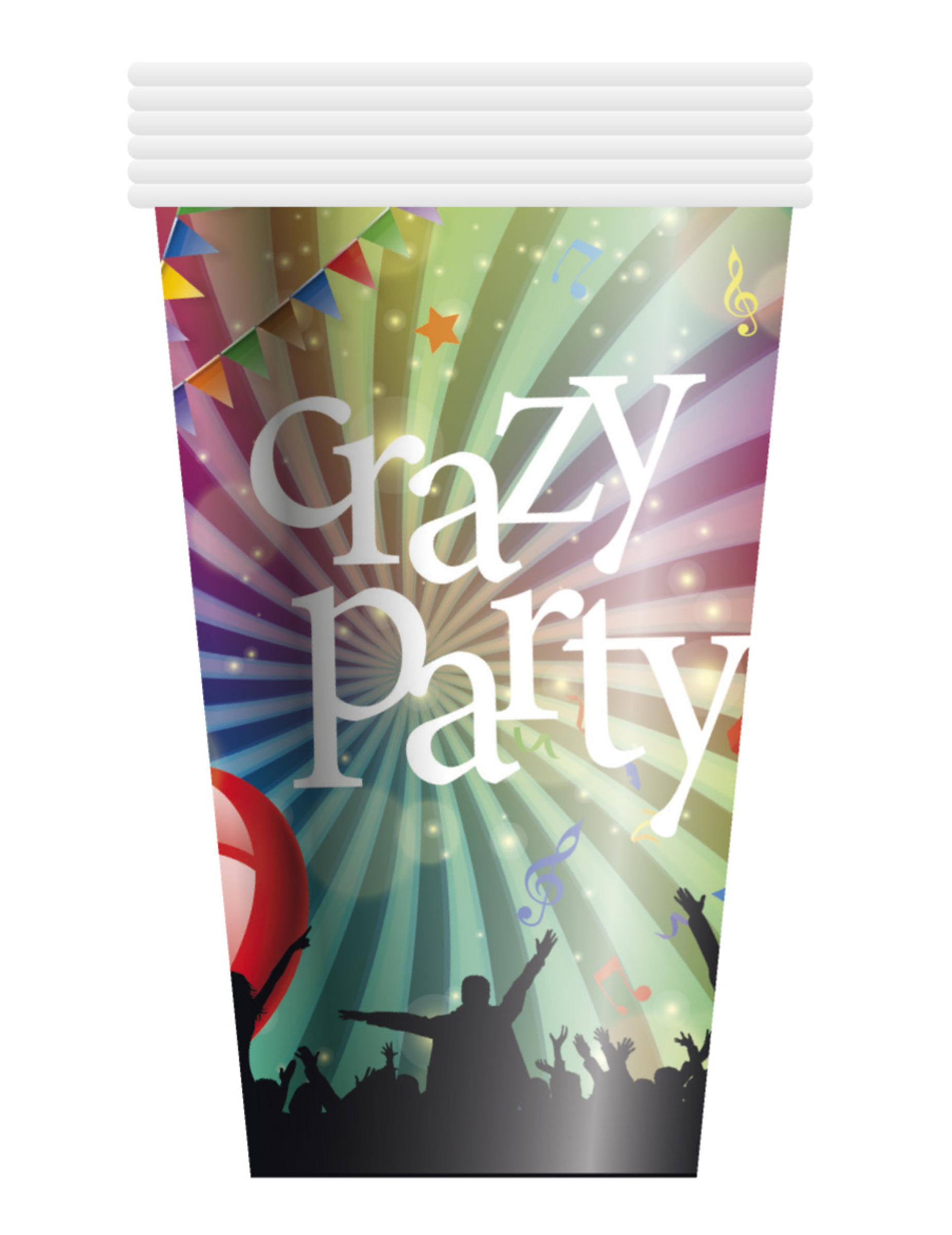 6 Gobelets en carton Crazy Party 25 cl