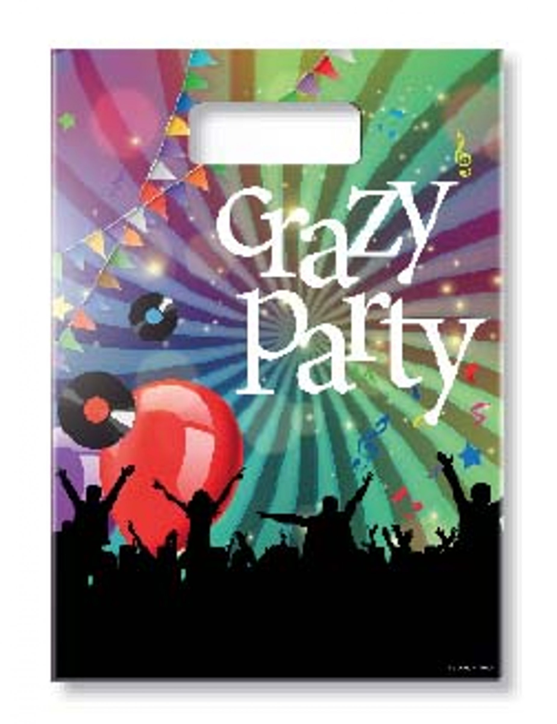 6 Sacs cadeaux Crazy Party 18 x 30 cm