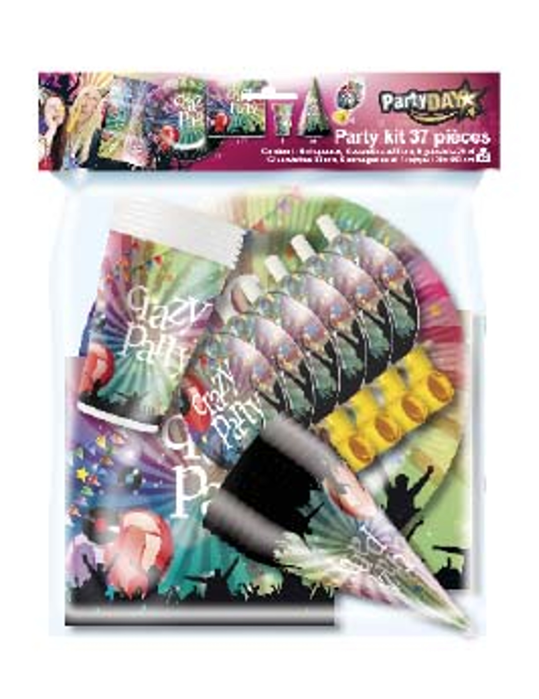 Kit de fête Crazy Party 6 personnes 37 pièces