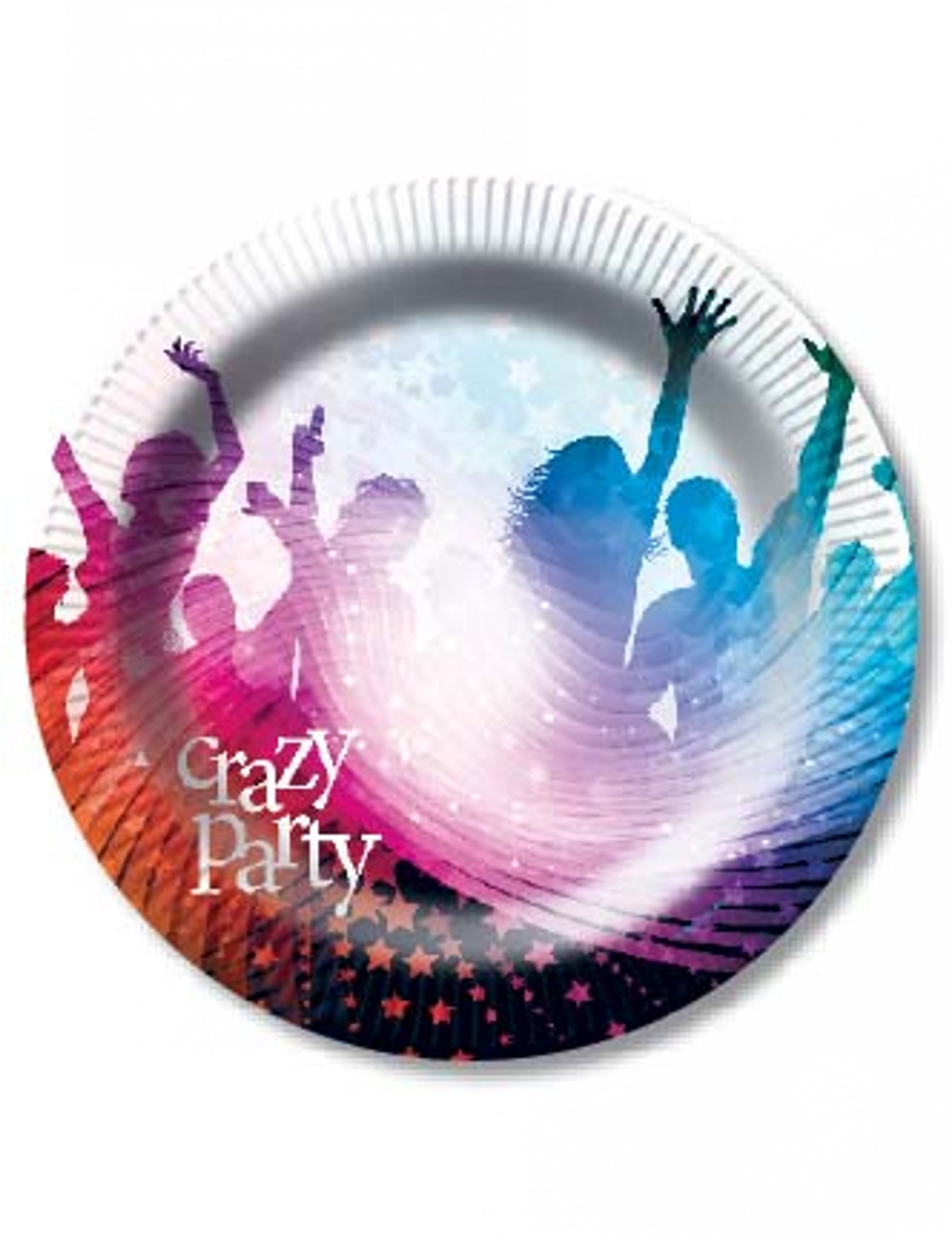 6 Assiettes en carton Crazy Party blanc 23 cm