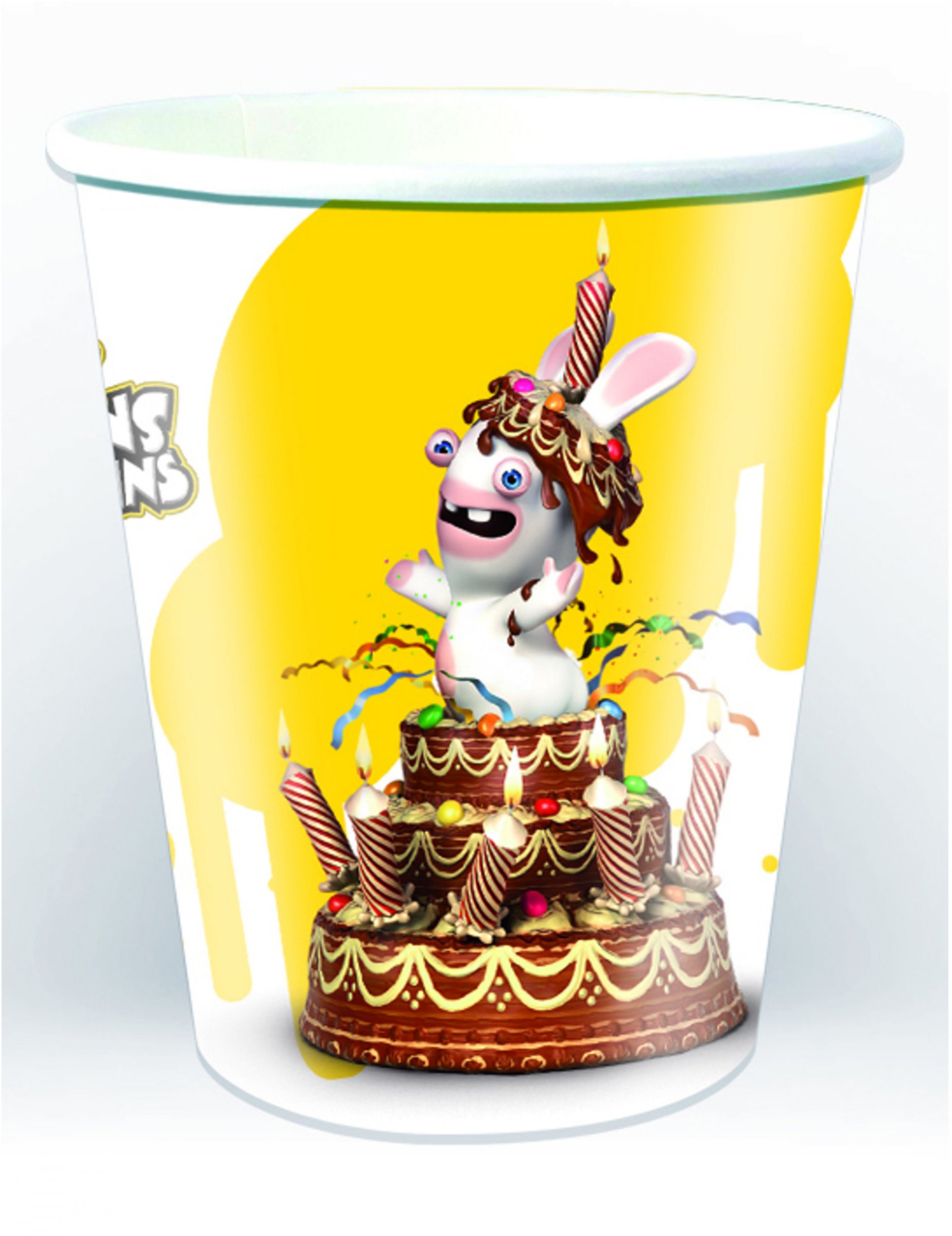 6 Gobelets en carton Lapins Crétins jaune 25 cl