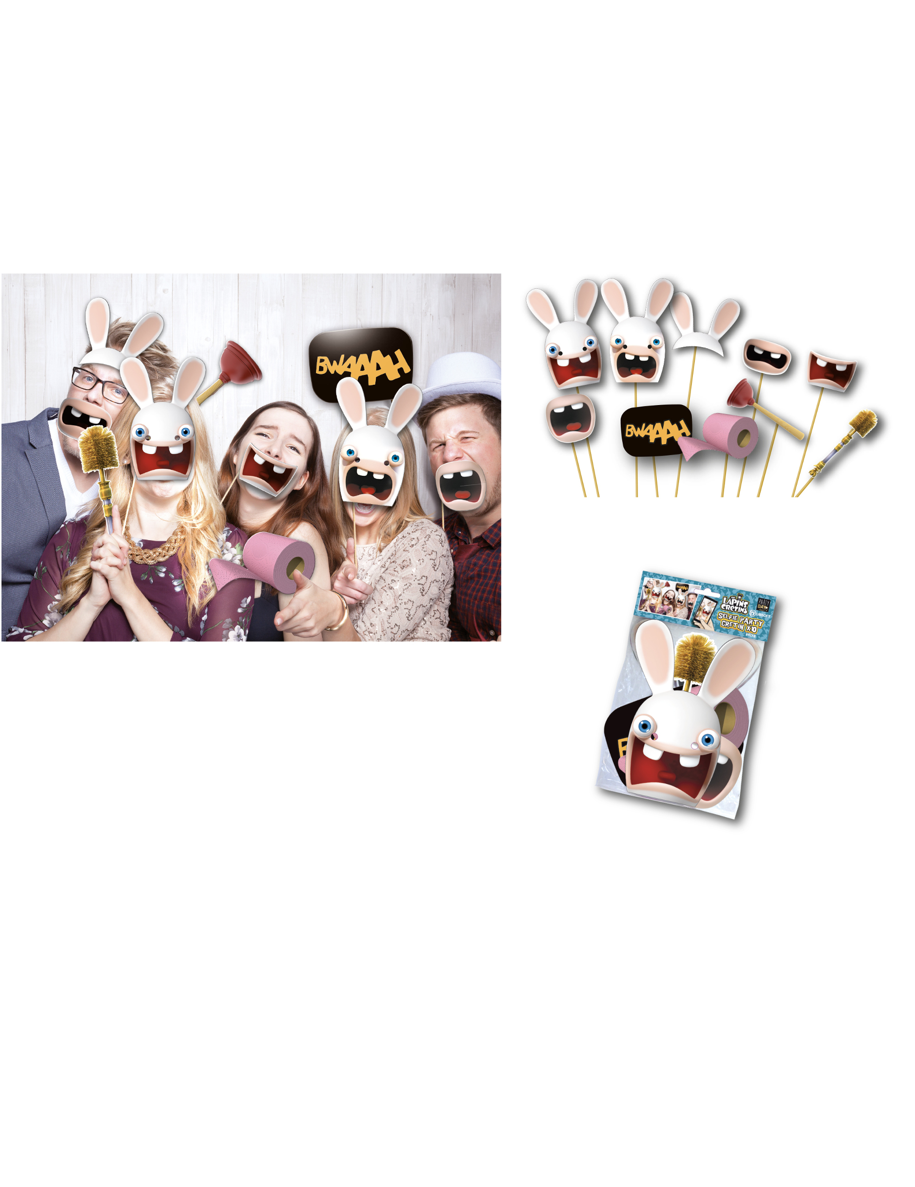 Kit photobooth Lapins Crétins 10 accessoires