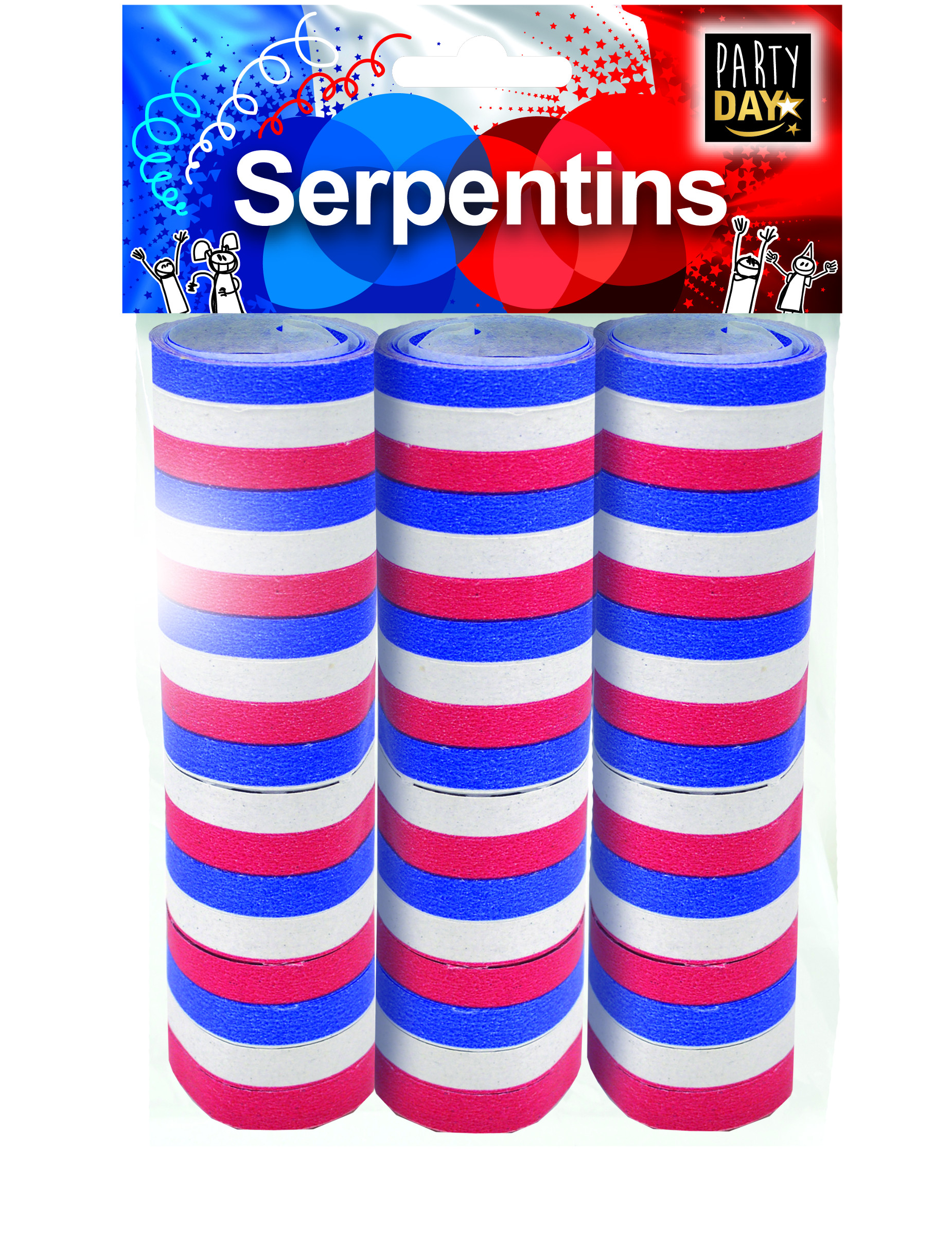 3 Rouleaux de serpentins tricolore France