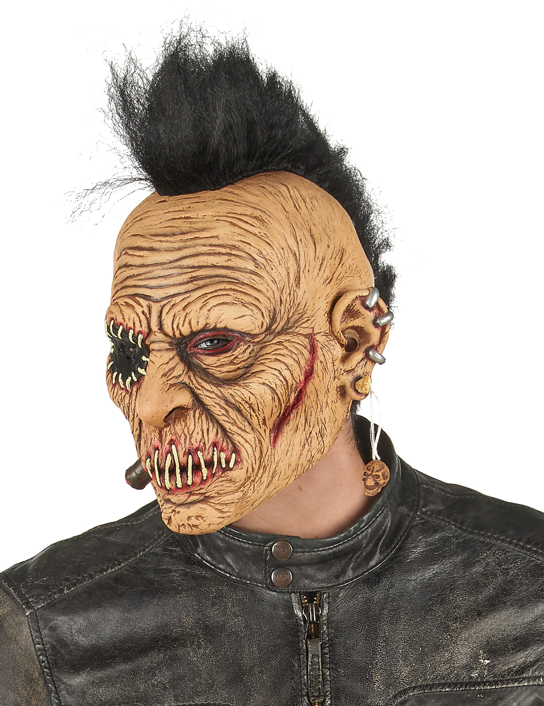 Masque latex punk à crête adulte