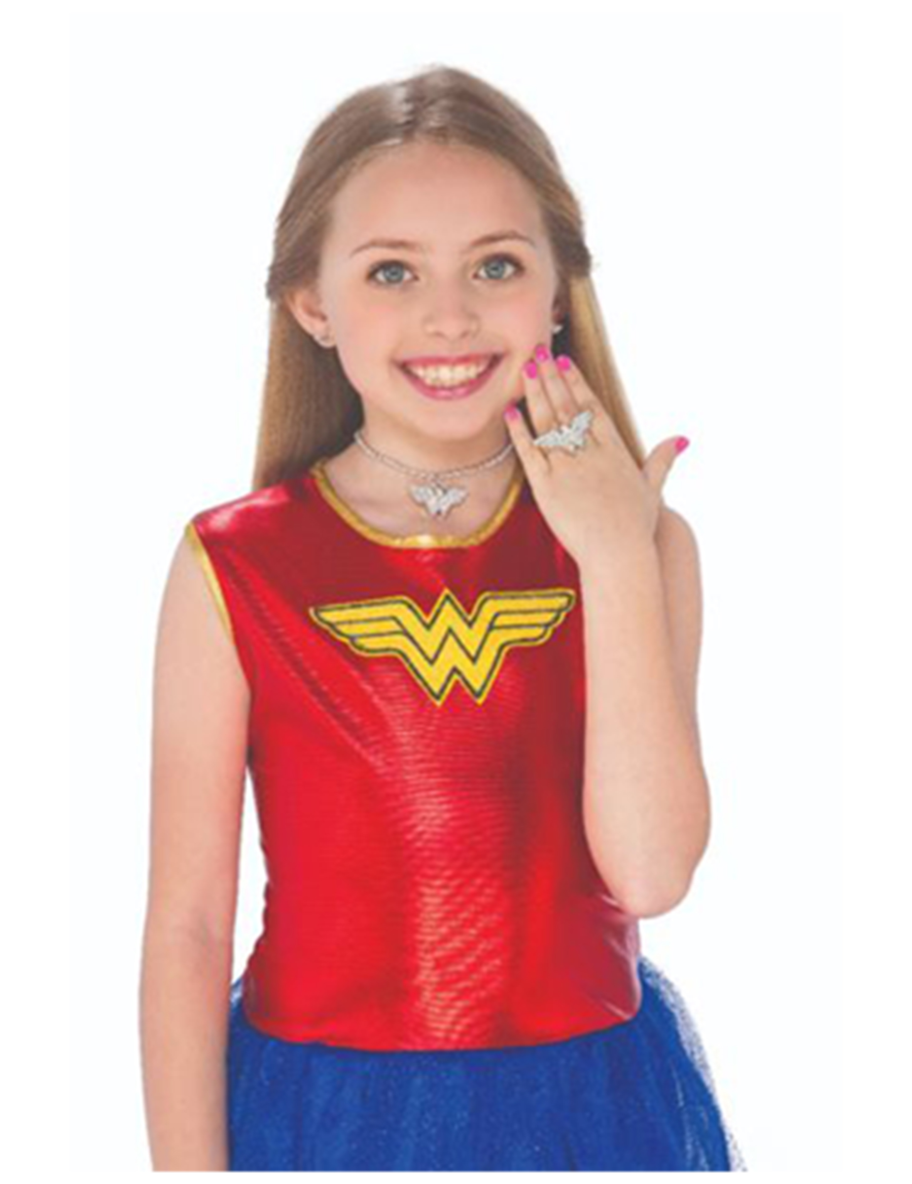 Kit boucles d'oreilles, collier et bague Wonder Woman