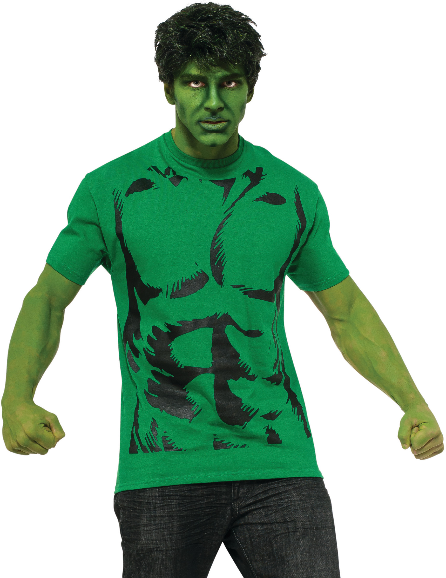 T-shirt avec perruque Hulk adulte