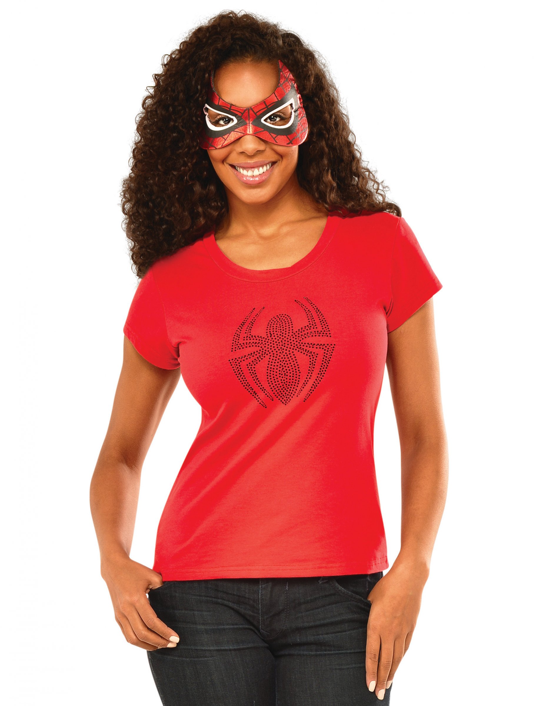 T-shirt à strass et masque Spidergirl femme