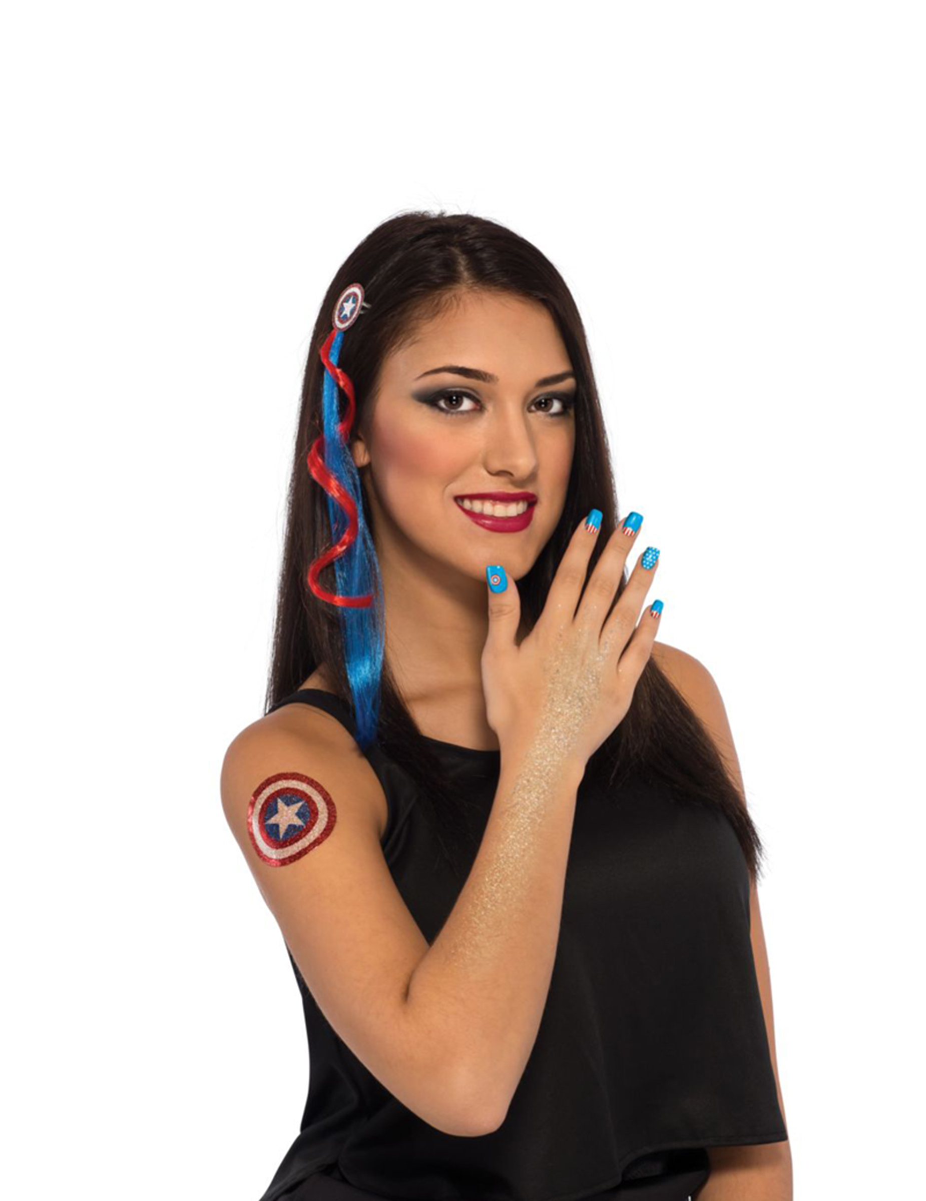 Kit accessoires et maquillage Captain America femme