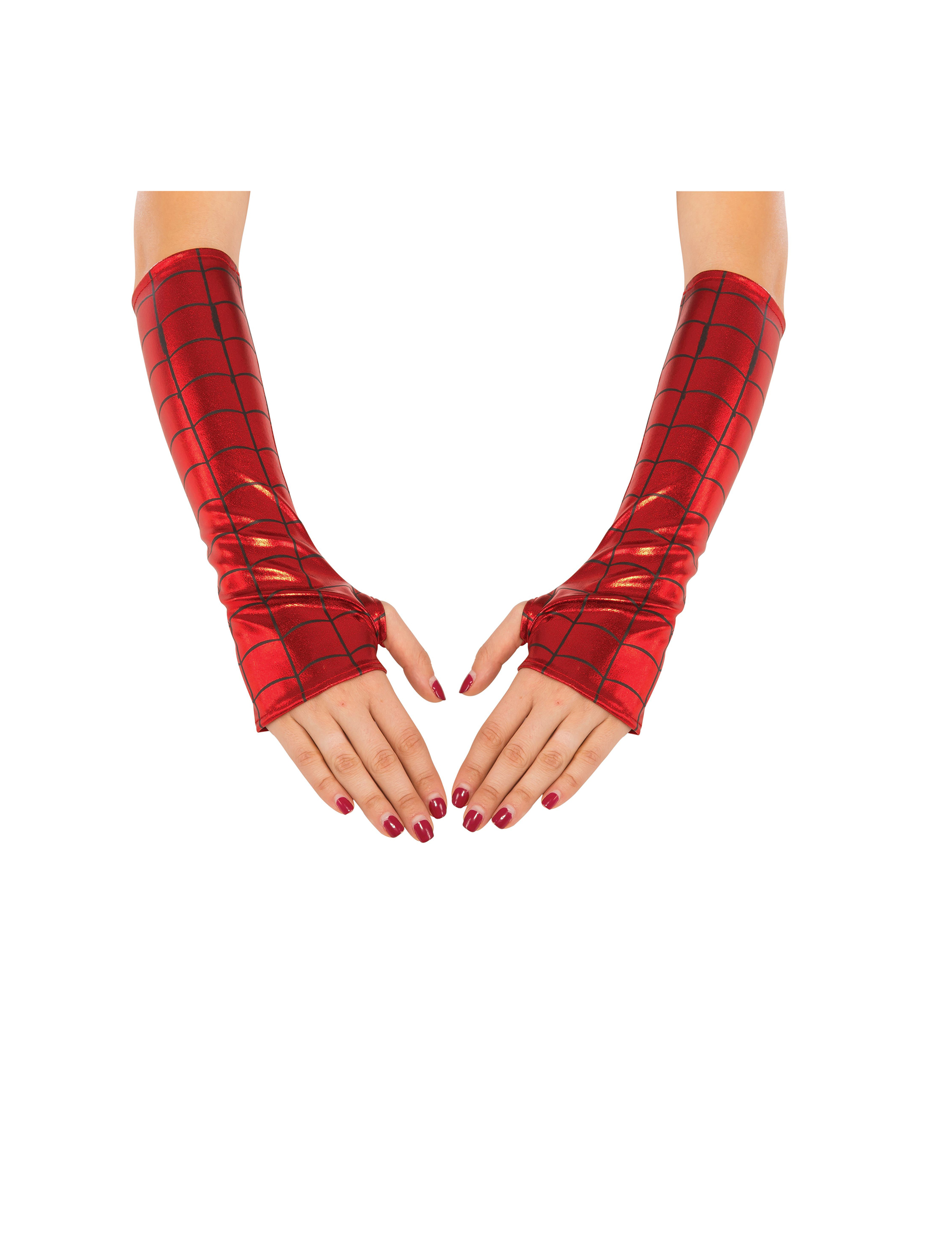 Manchettes métallisées rouges Spidergirl femme