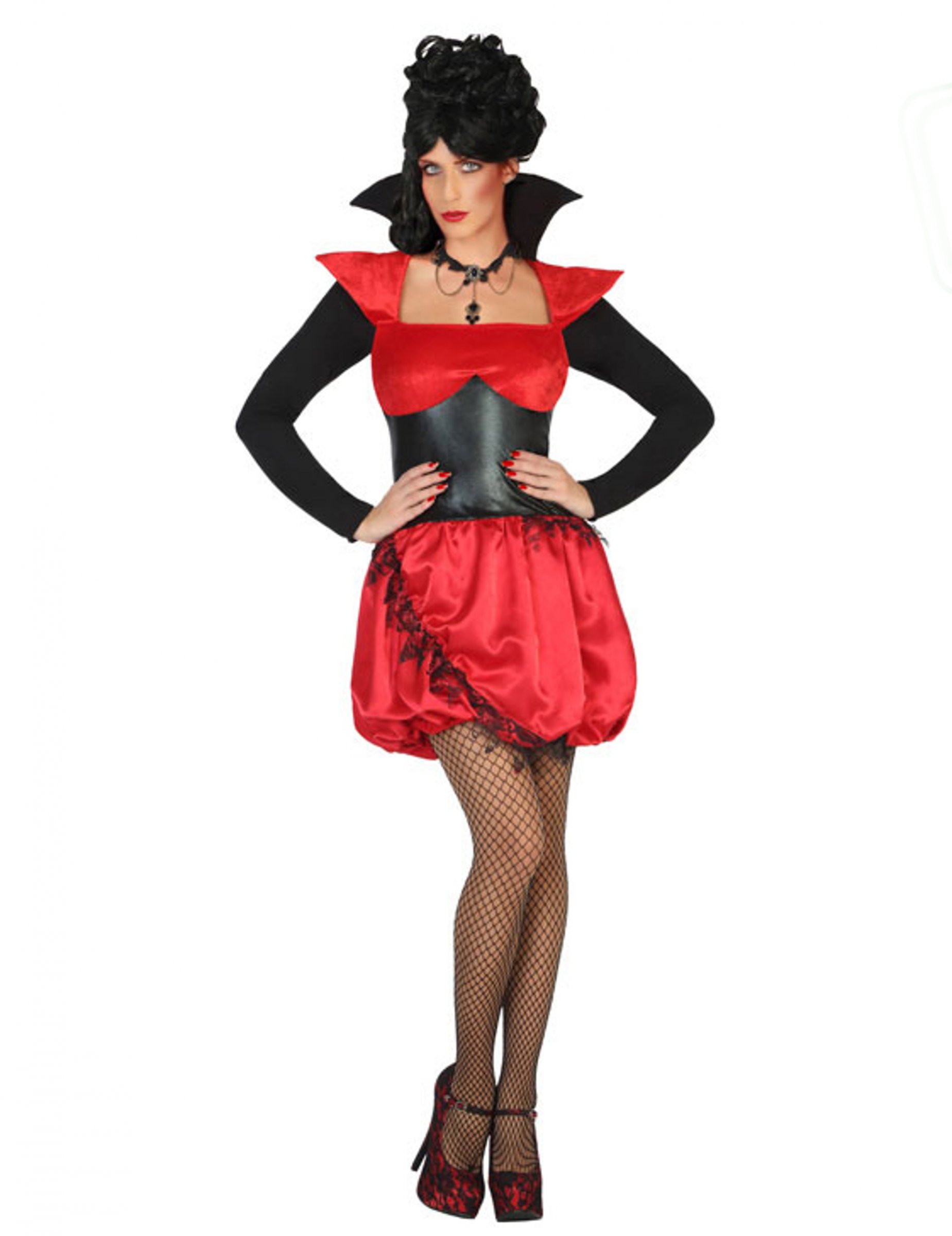 Déguisement vampire sexy rouge et noir femme