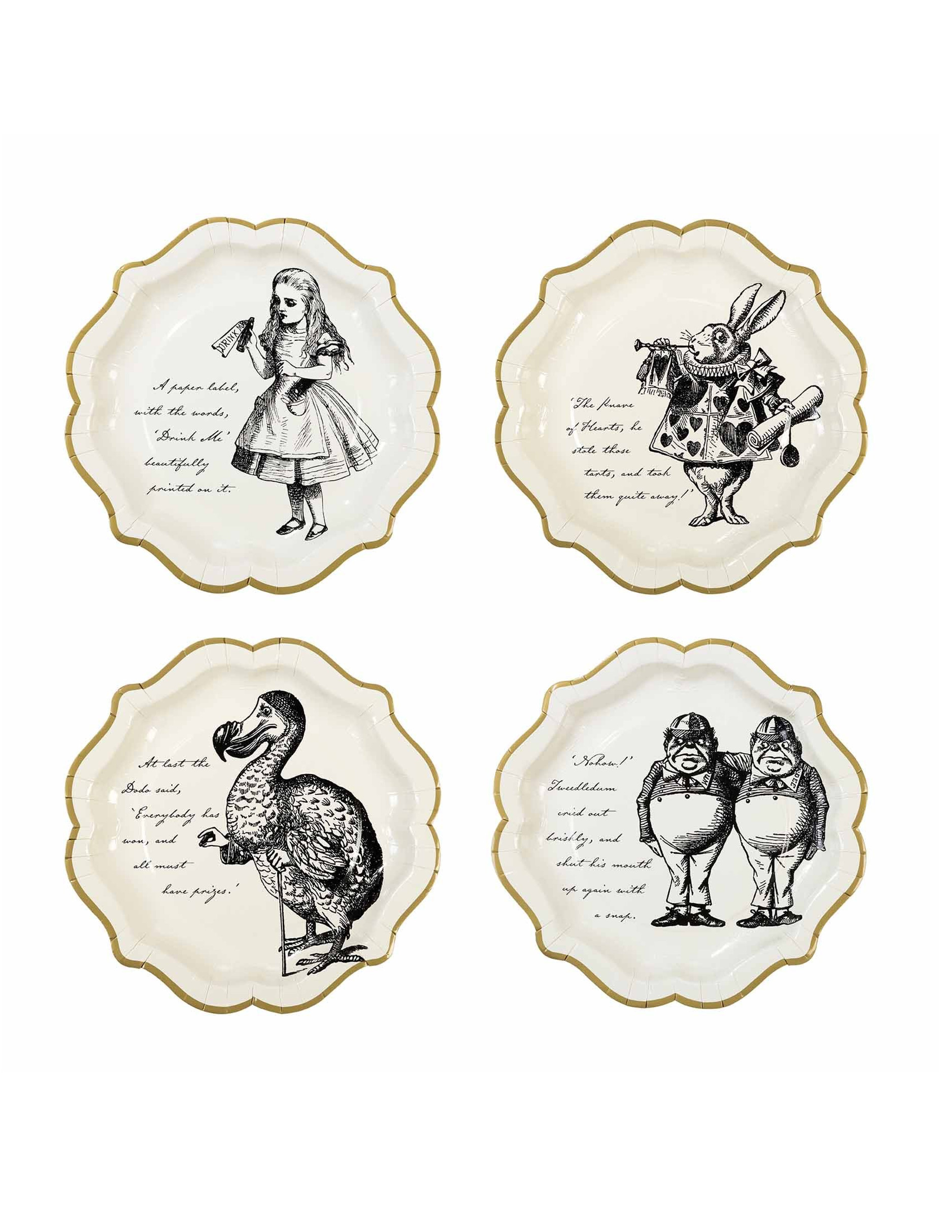 12 Assiettes en carton Alice au Pays imaginaire 23 cm