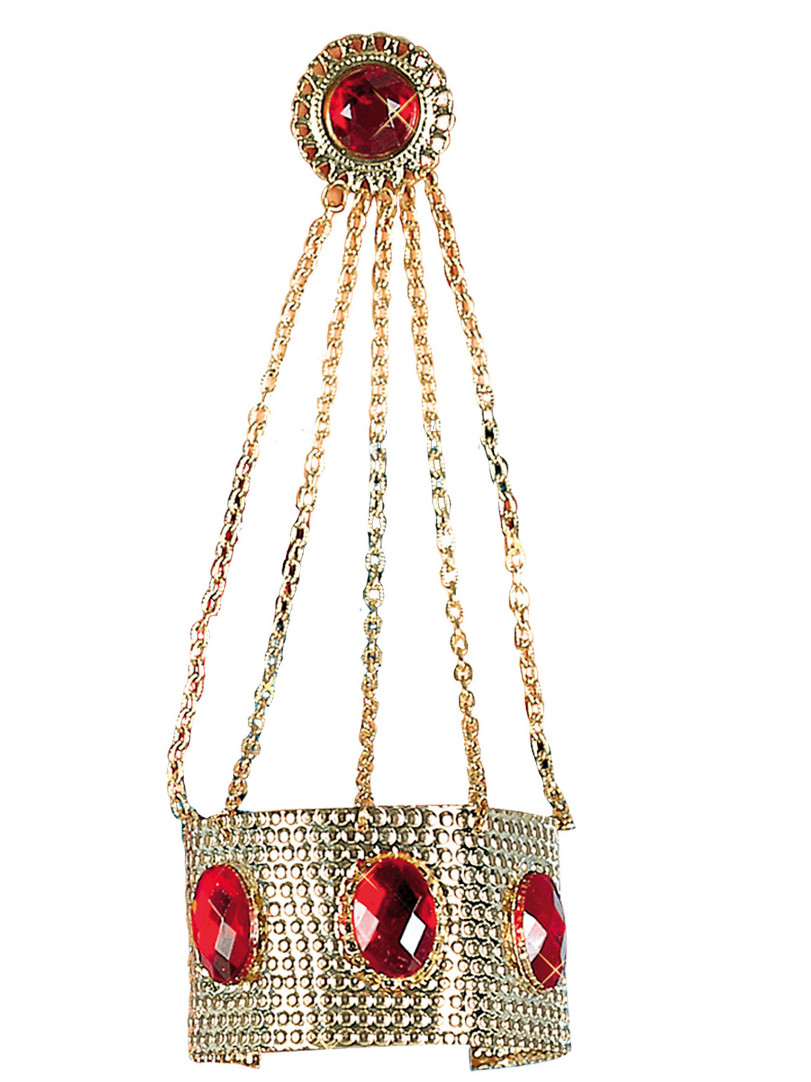Bracelet avec bague doré et pierres rouges femme
