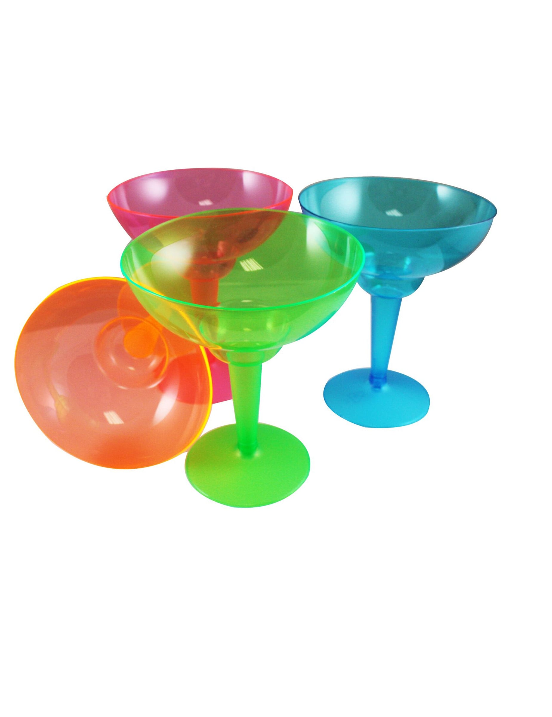 12 Verres à margarita en plastique neon multicolores 355 ml