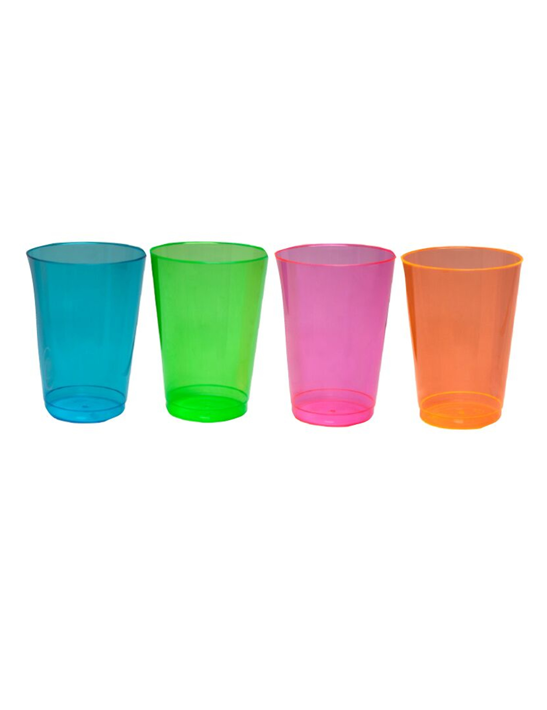 50 Verres demi-pinte en plastique neon multicolores 296 ml