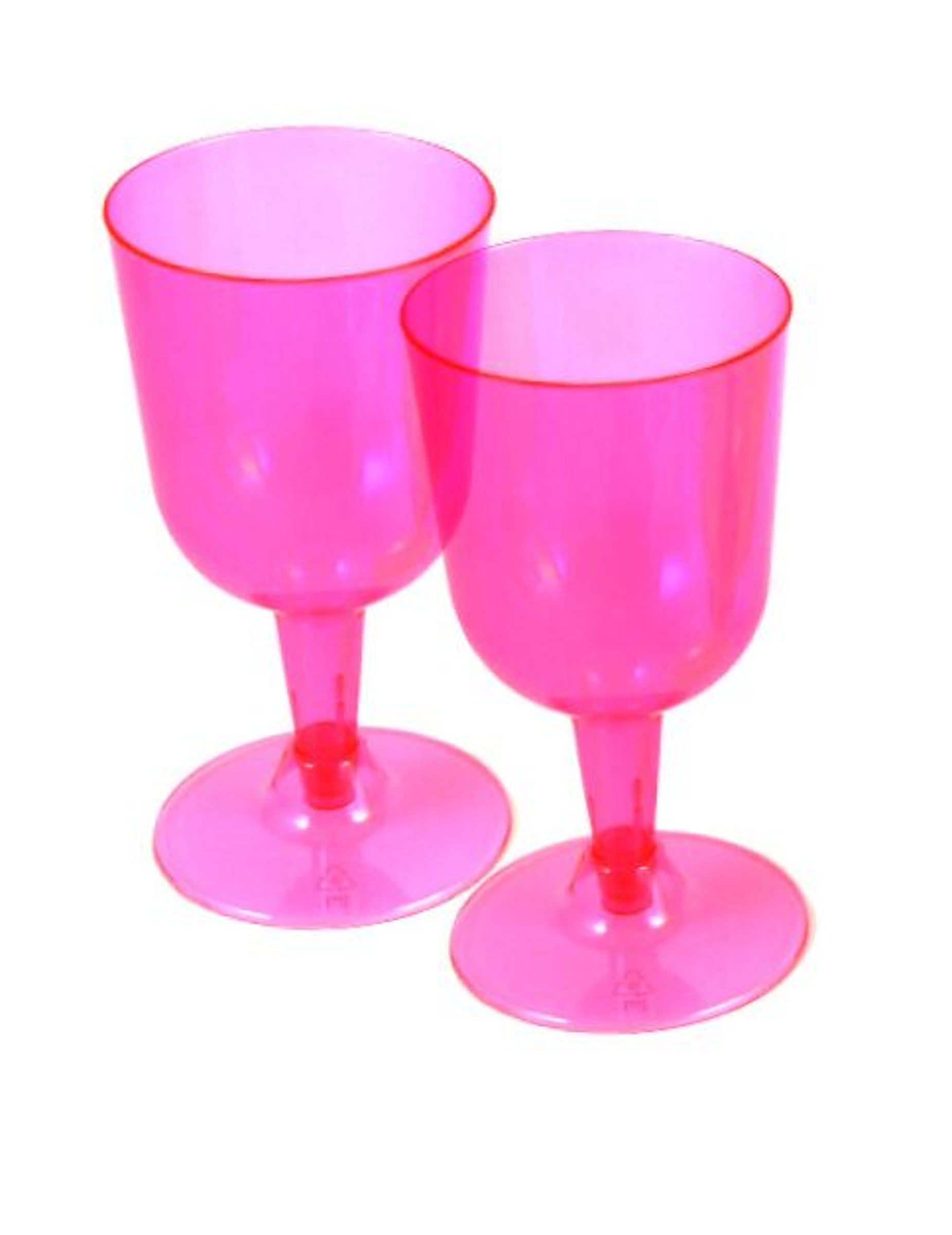 20 Verres à vin en plastique rose neon 163 ml