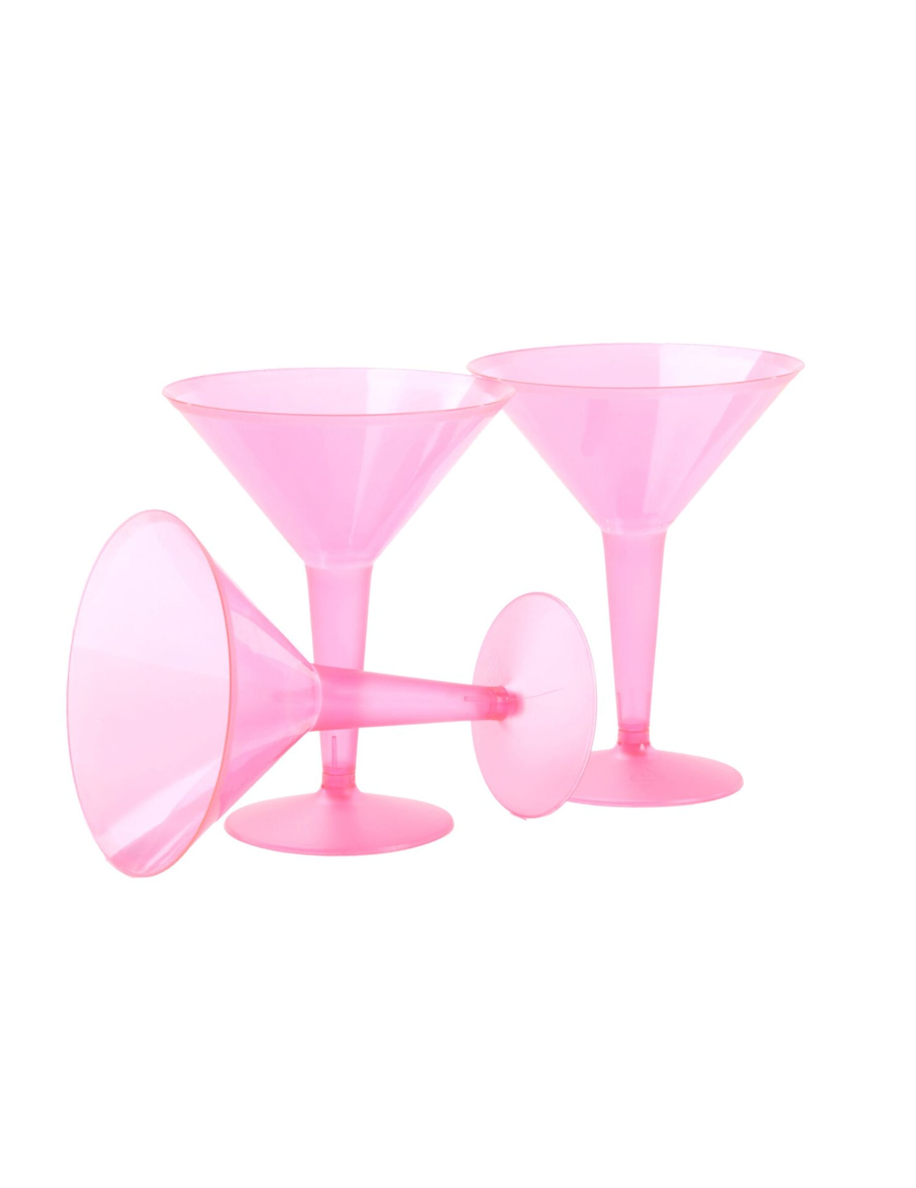10 Verres à martini en plastique rose neon 237 ml
