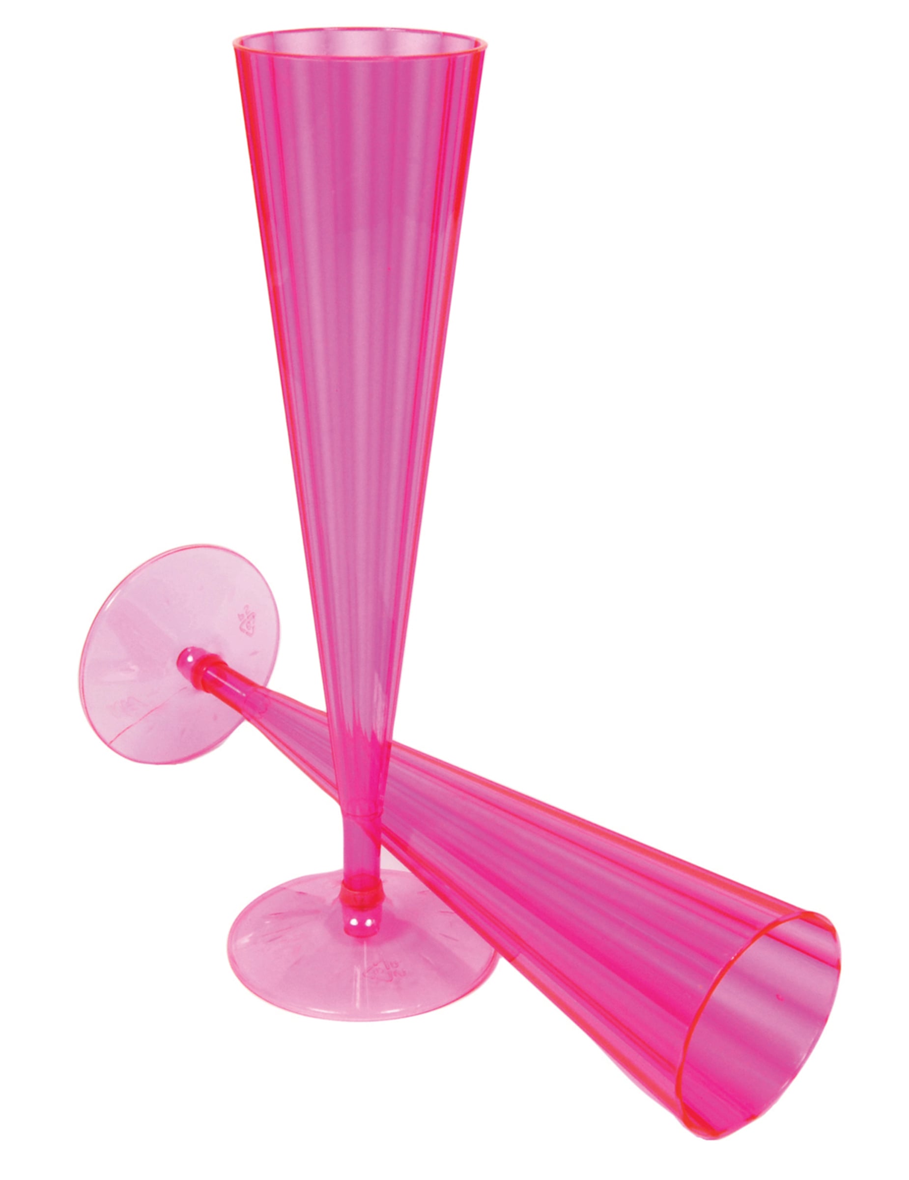 10 Flûtes en plastique rose neon 148 ml