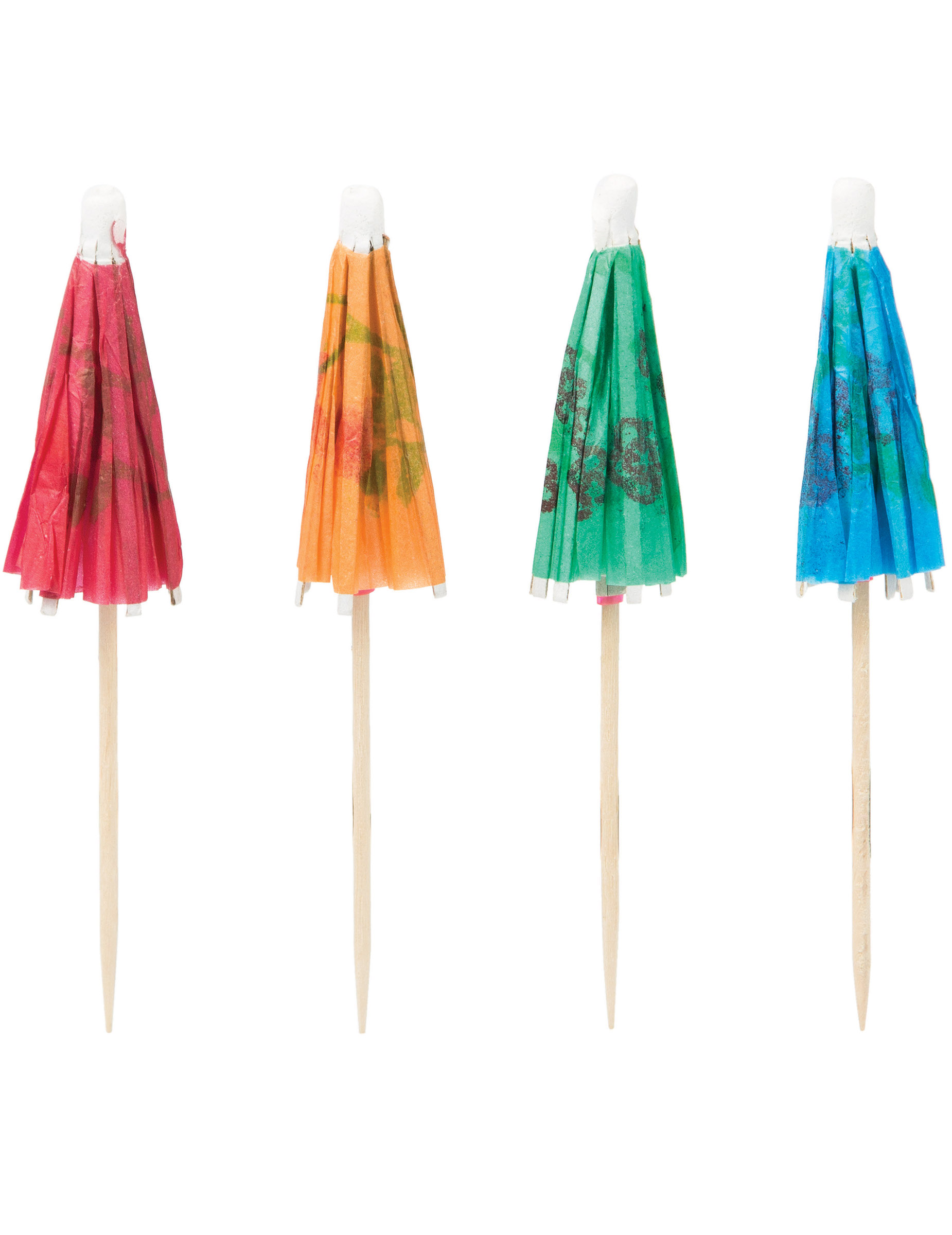 12 Parapluies à cocktail en bois multicolores 10,16 cm