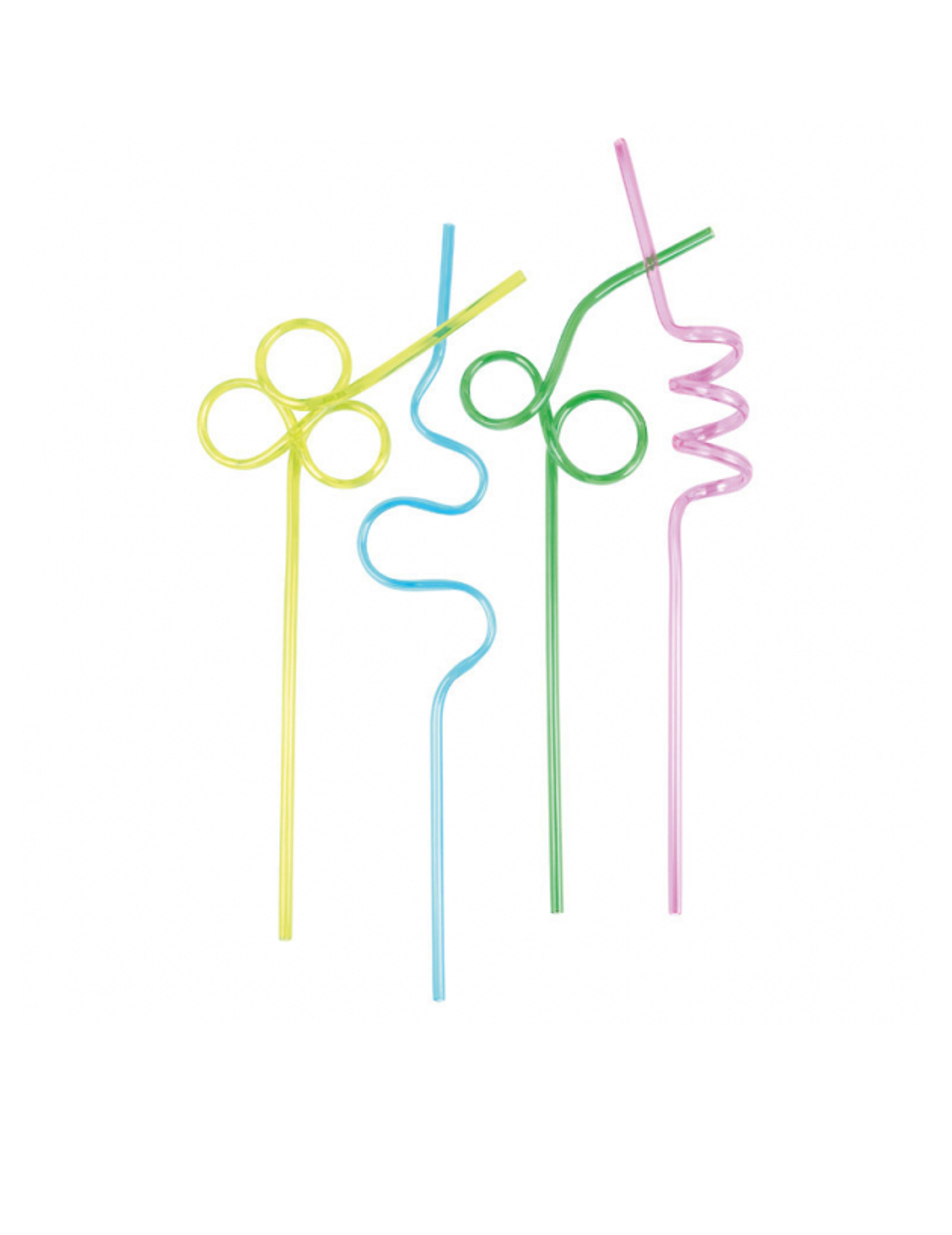 4 Pailles spirales multicolores