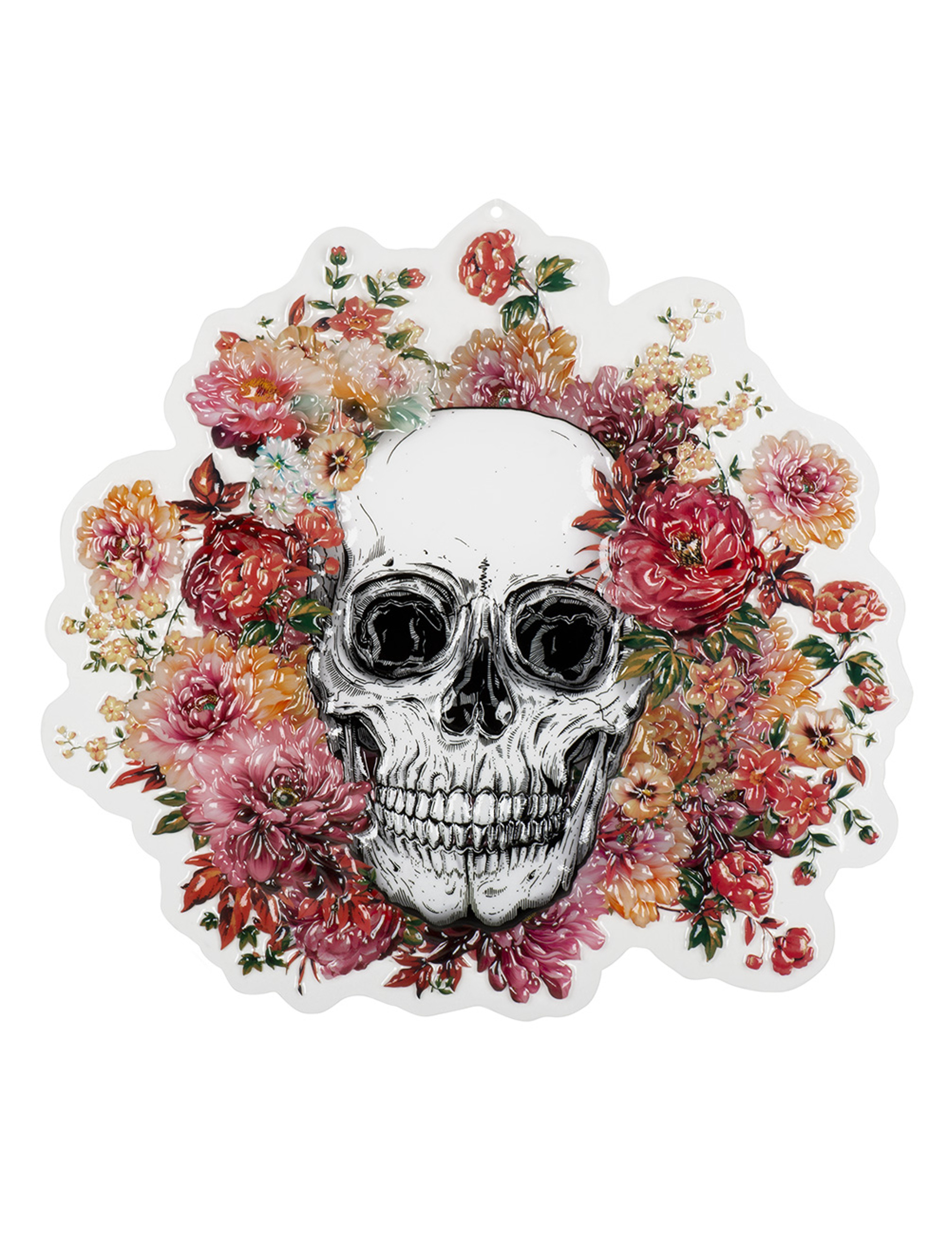 Décoration murale en plastique squelette fleuri 46 x 50 cm