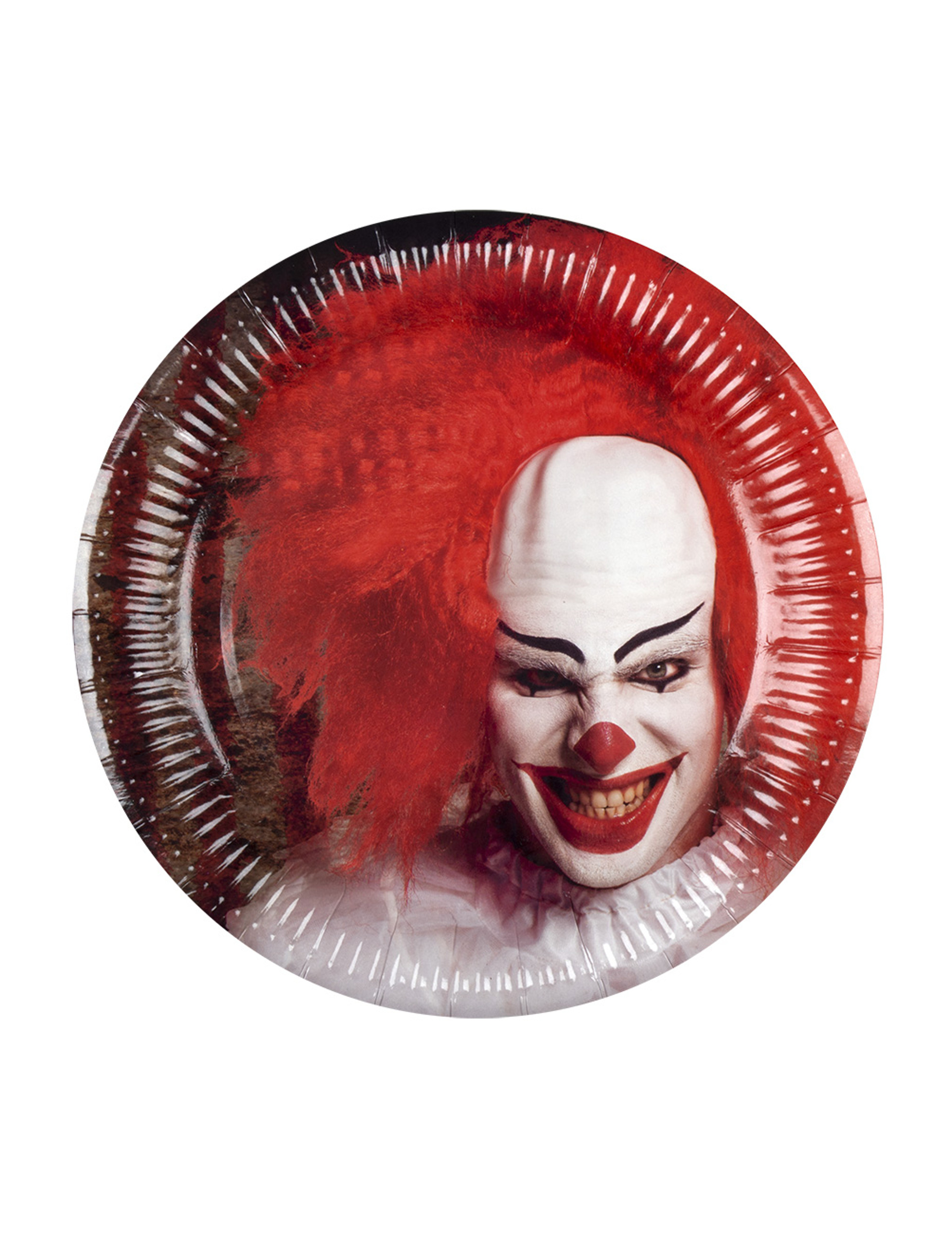 6 Assiettes en carton Clown terrifiant 23 cm