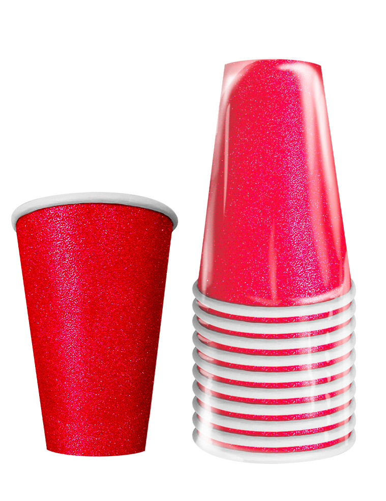 10 Gobelets Américains Original Cup scintillant rouge 50 cl