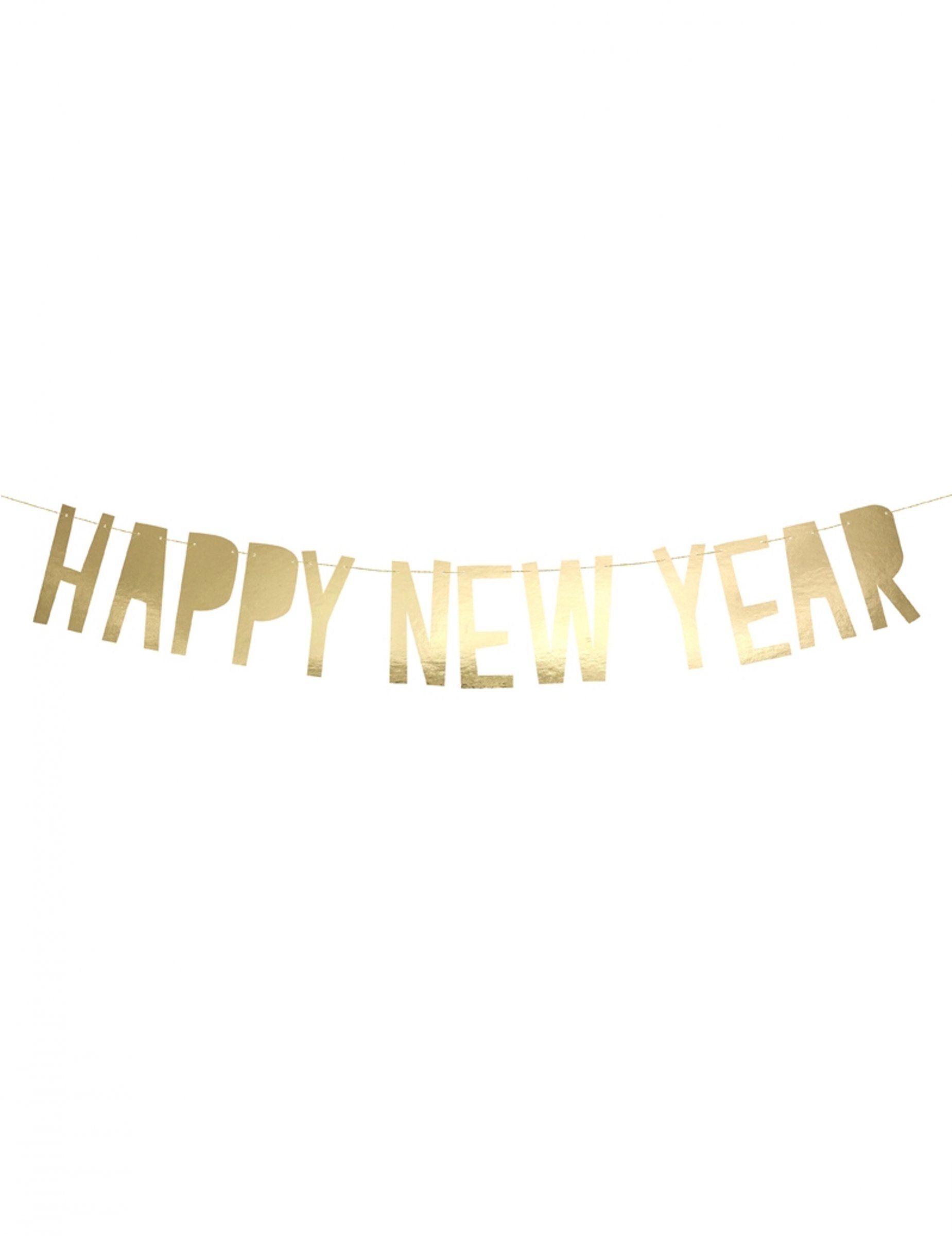 Guirlande en carton Happy New Year dorée 10 x 90 cm