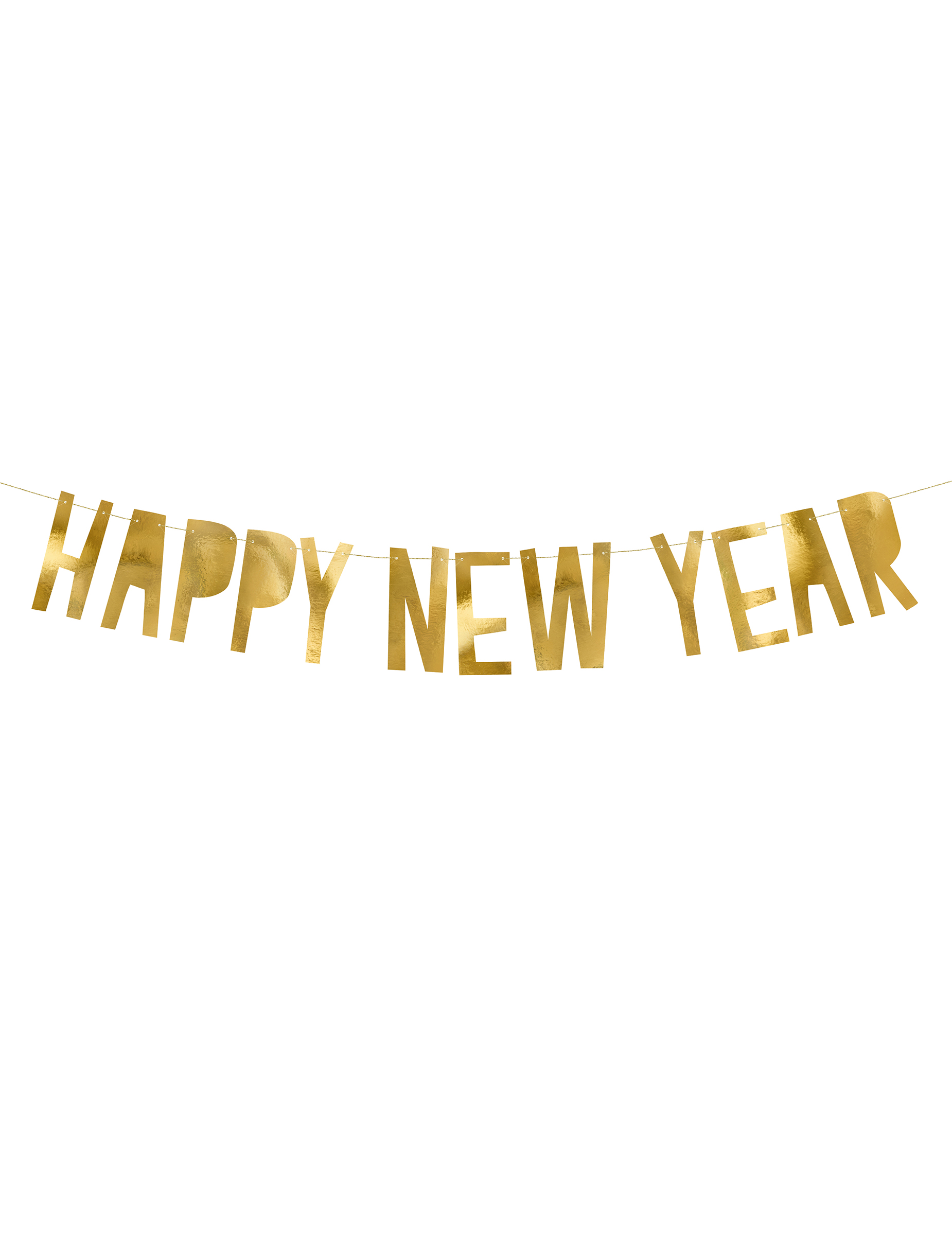 Guirlande en carton Happy New Year dorée 10 x 90 cm