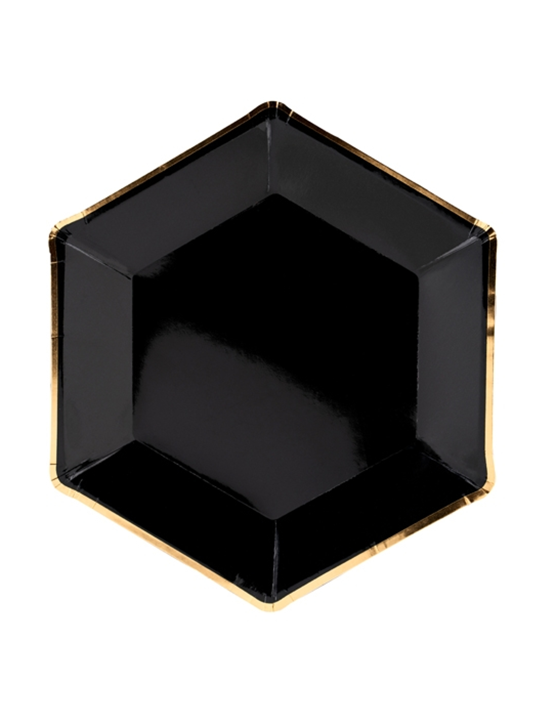 6 Assiettes en carton noir et or 23 cm
