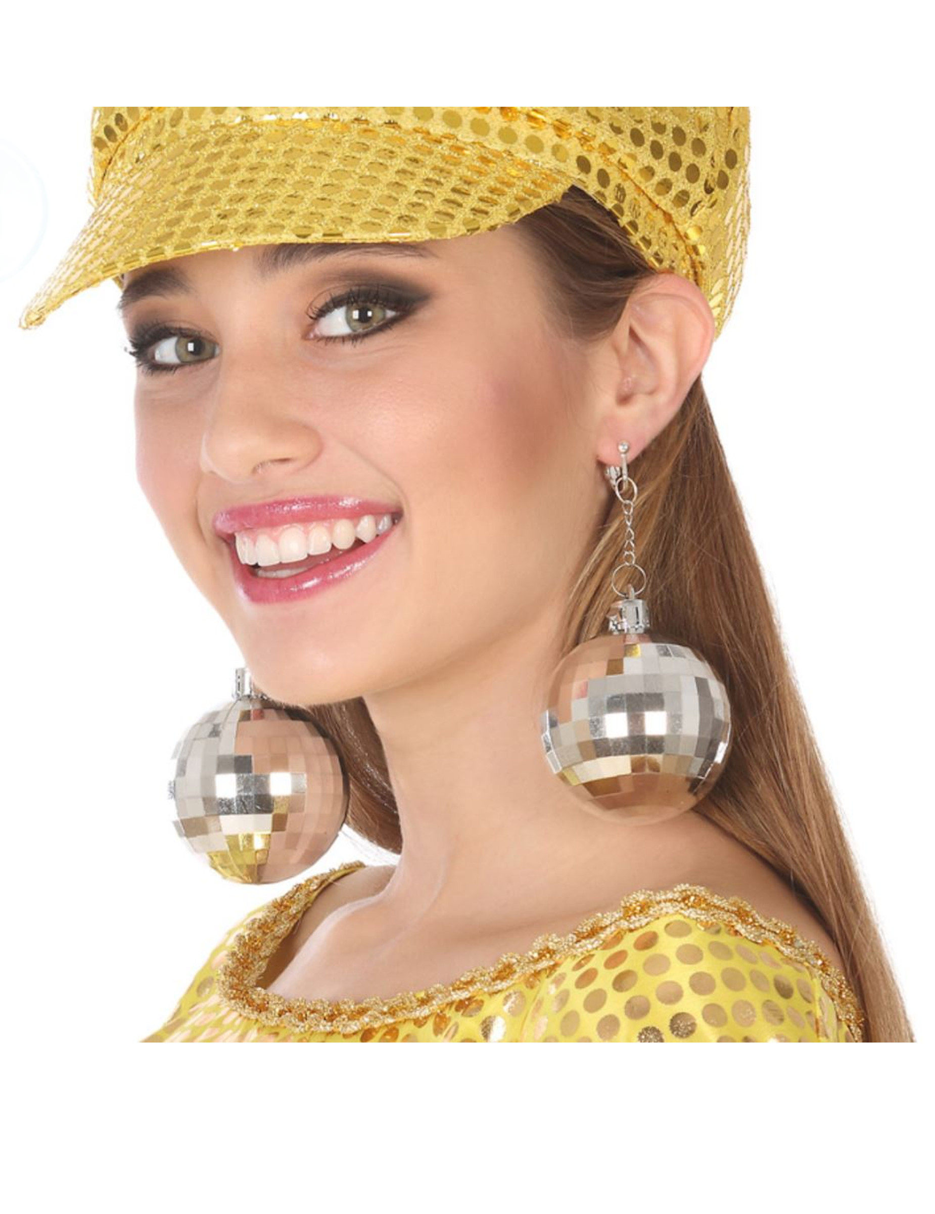 Boucles d'oreilles boule à facettes argent adulte