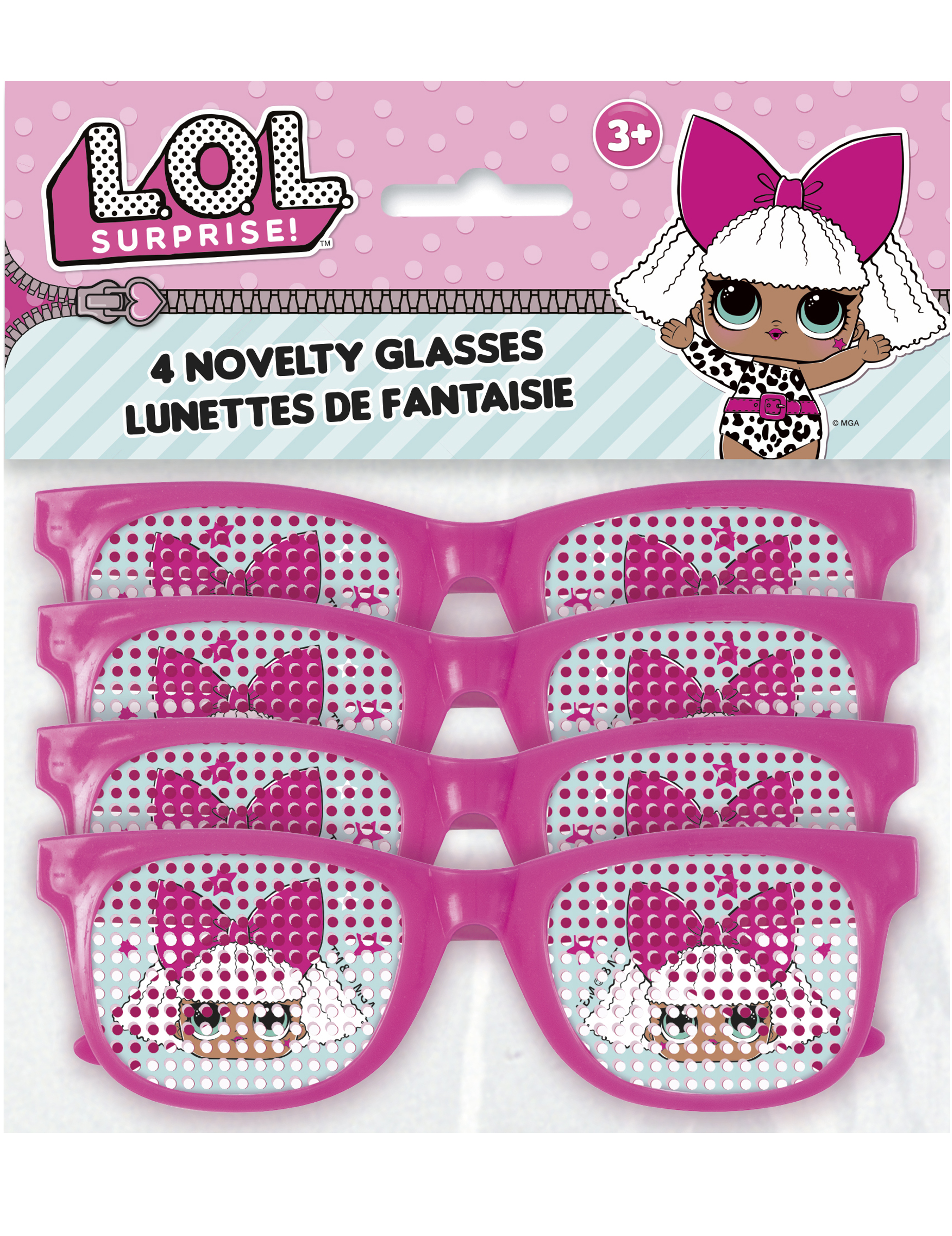 4 Paires de lunettes roses à pois LOL Surprise