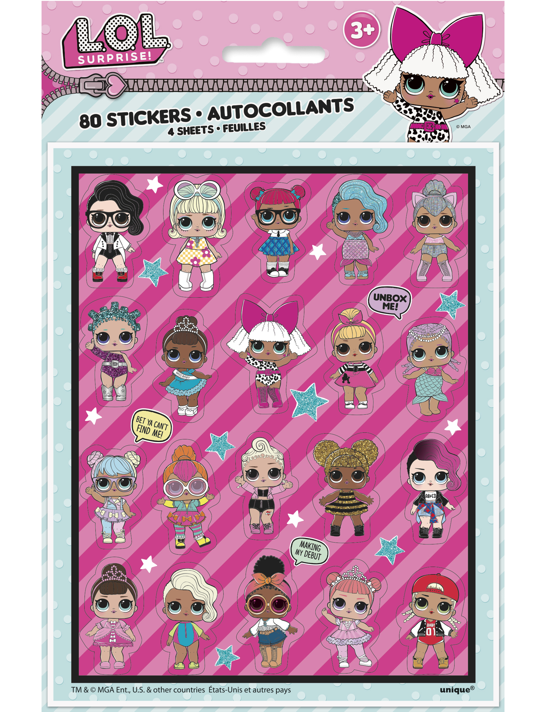 4 Feuilles de stickers LOL Surprise