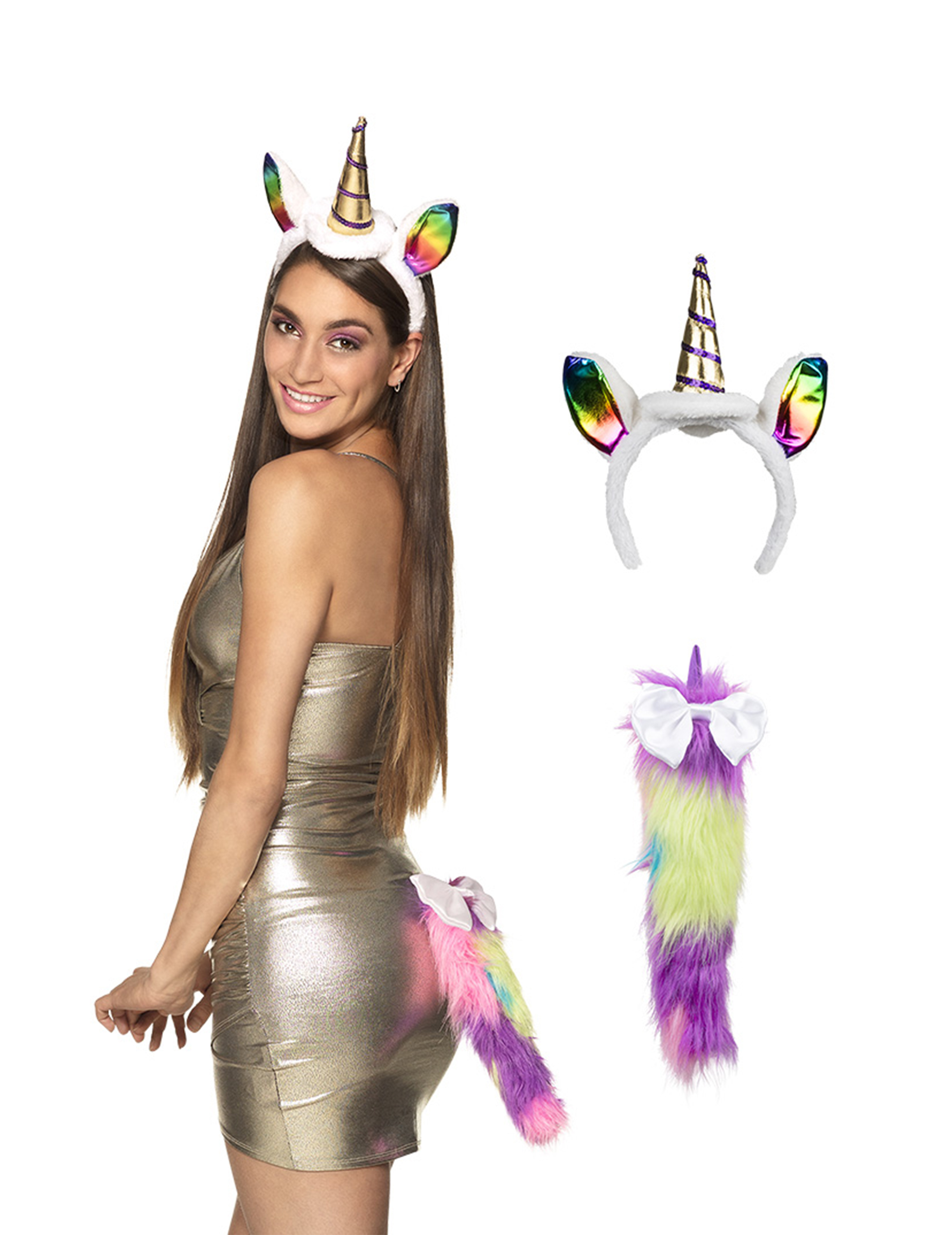 Kit serre-tête et queue licorne adulte