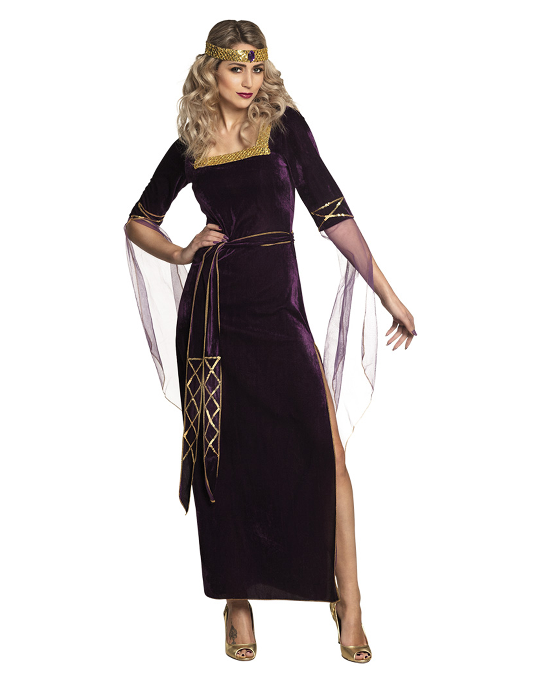 Déguisement lady médiévale violette femme