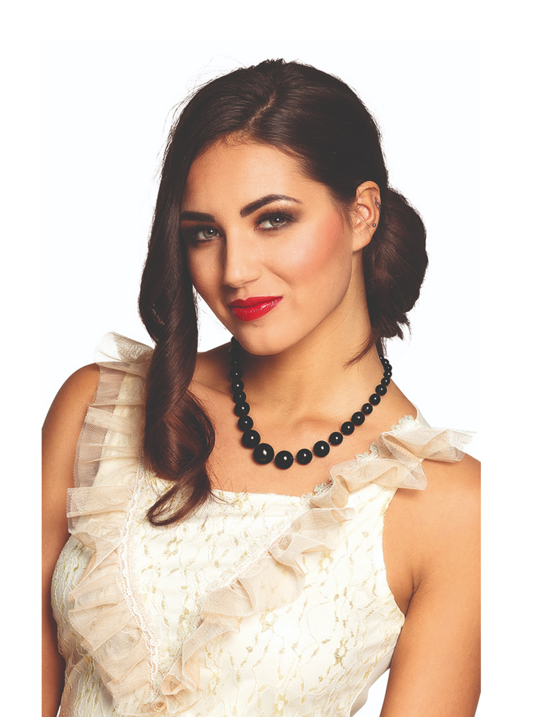 Collier grosses perles noires adulte