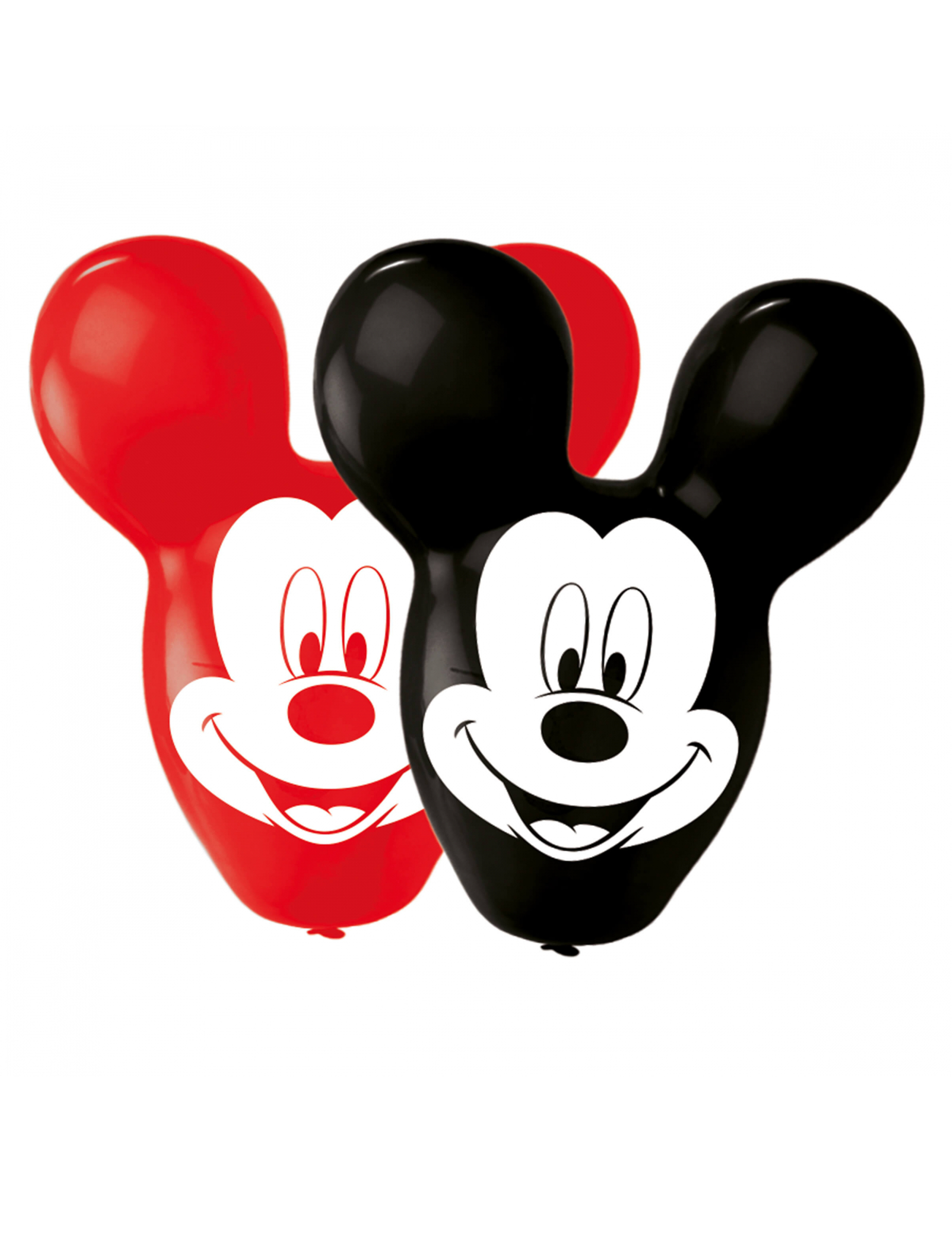 4 Ballons latex Mickey Mouse grandes oreilles rouges et noires 55,8 cm
