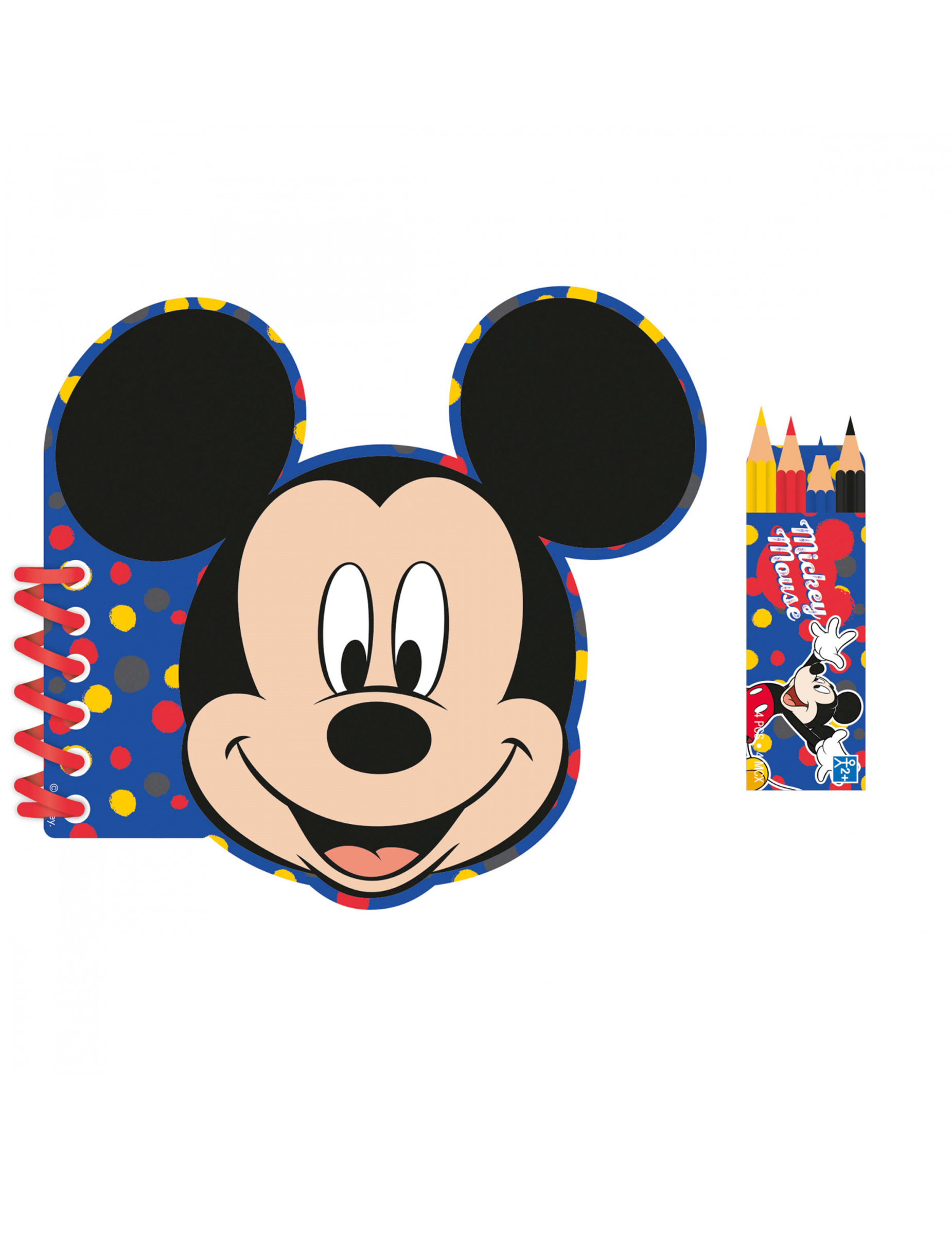 Kit papeterie carnet et crayons de couleurs Mickey Mouse