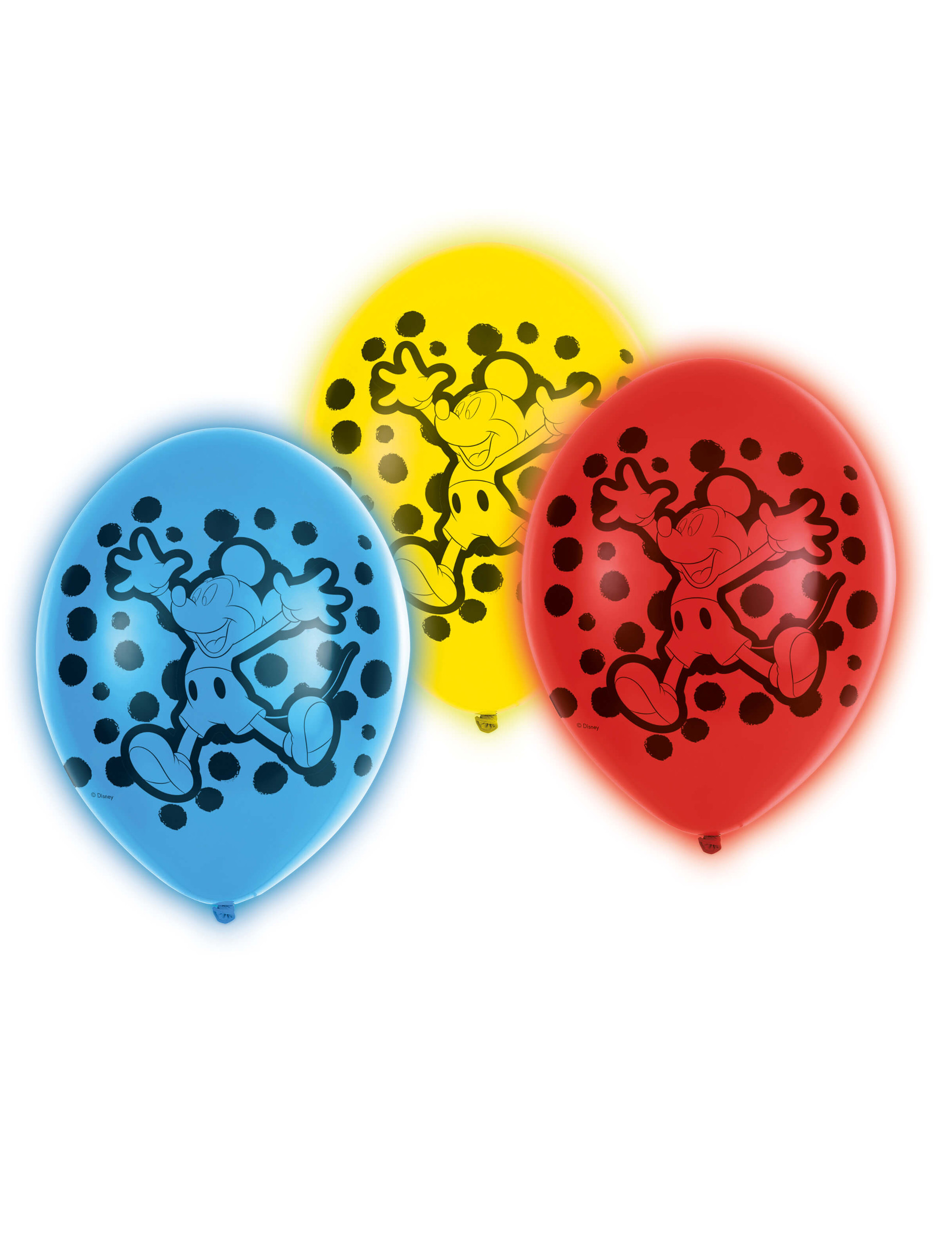 5 Ballons en latex LED Mickey Mouse 28 cm