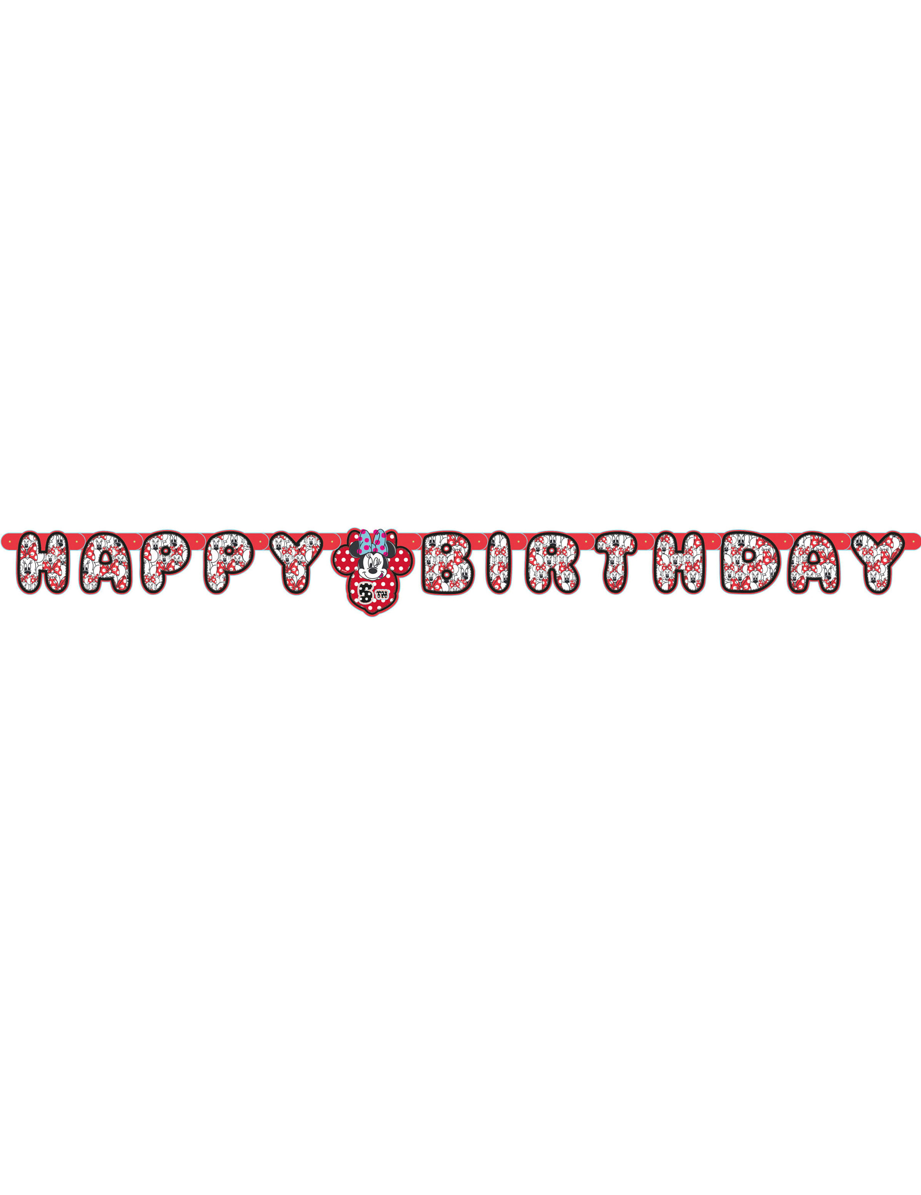 Guirlande Happy Birthday personnalisable Minnie Mouse 1,8 m