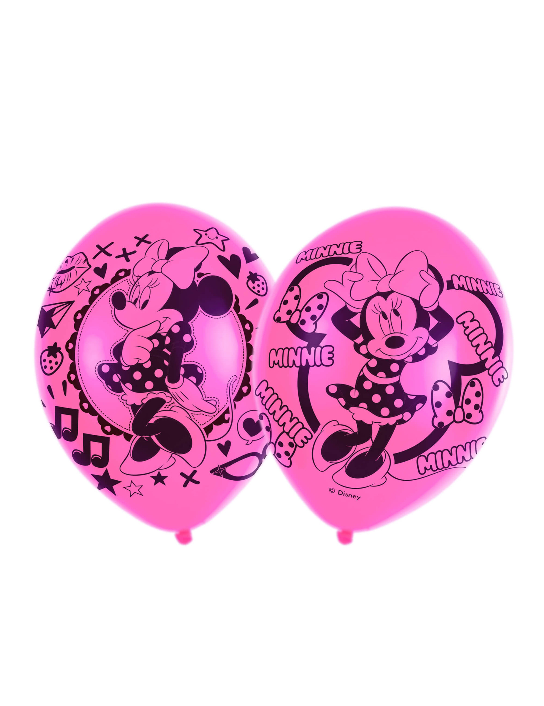 6 Ballons en latex Minnie Mouse roses 27,5 cm
